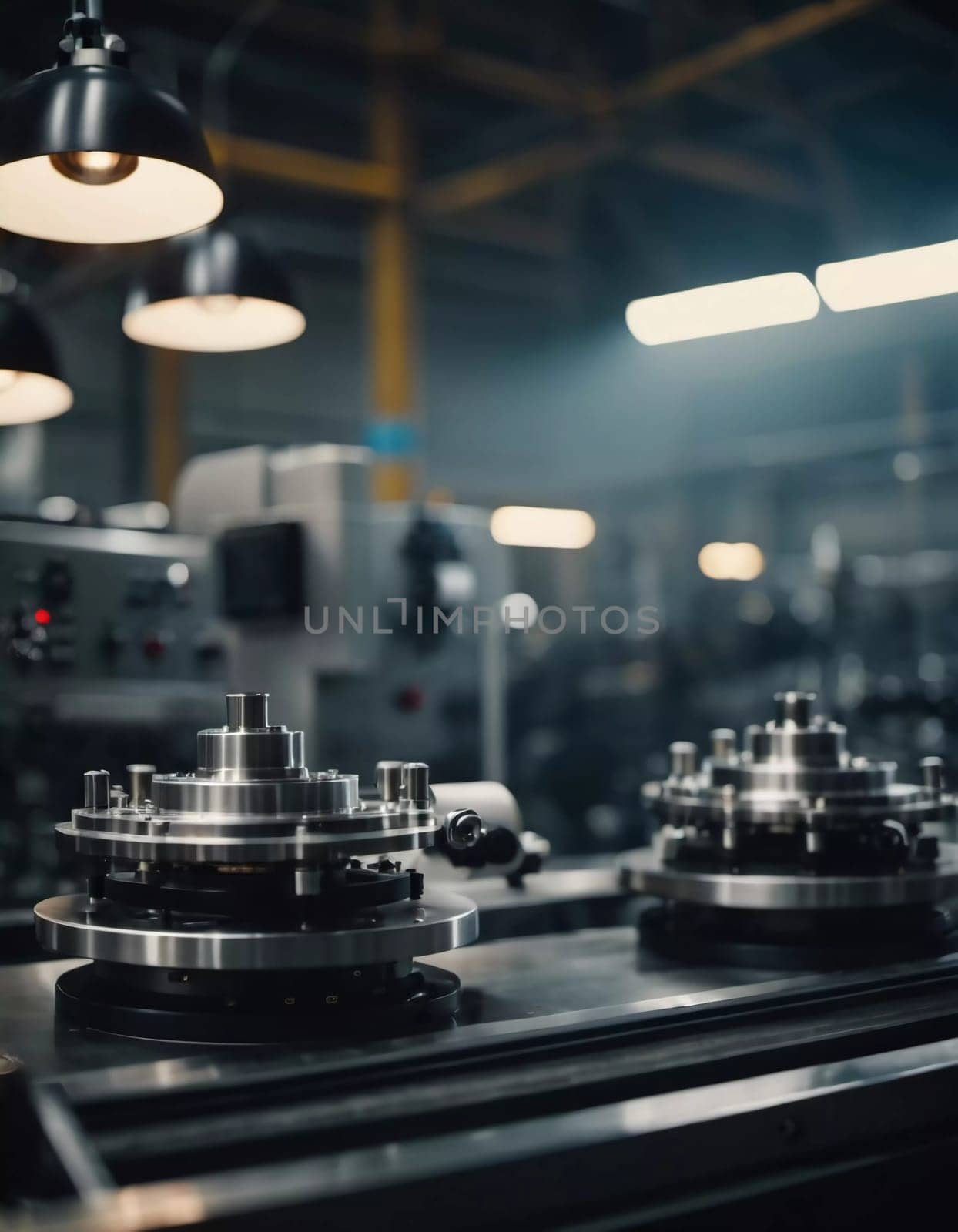 Precision milling machines are active in state-of-the-art manufacturing plant, working on components with high efficiency and accuracy. Modern factory workshop for continuous production. Generated AI.
