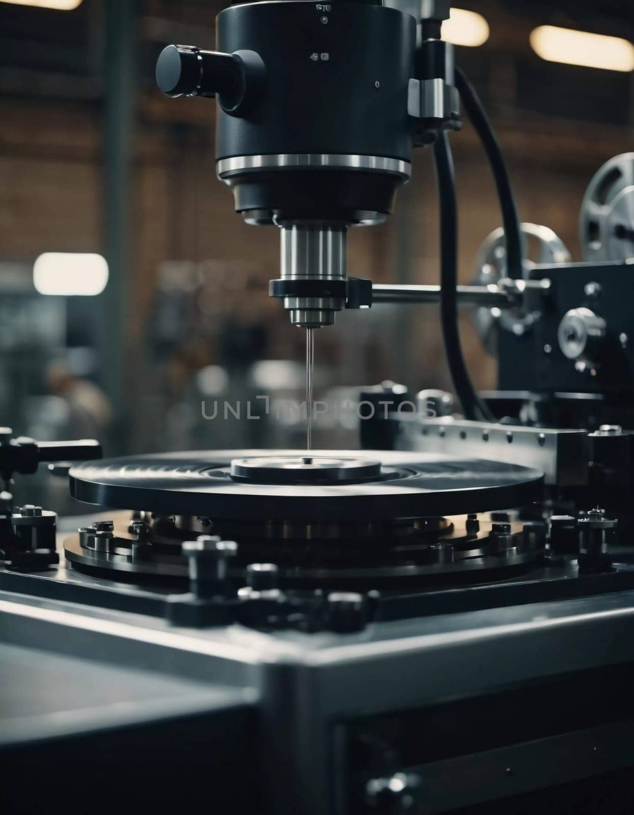 A manufacturing facility showcases advanced milling processes with a machine tool creating intricate parts, emphasizing engineering precision and efficiency. Generative AI.