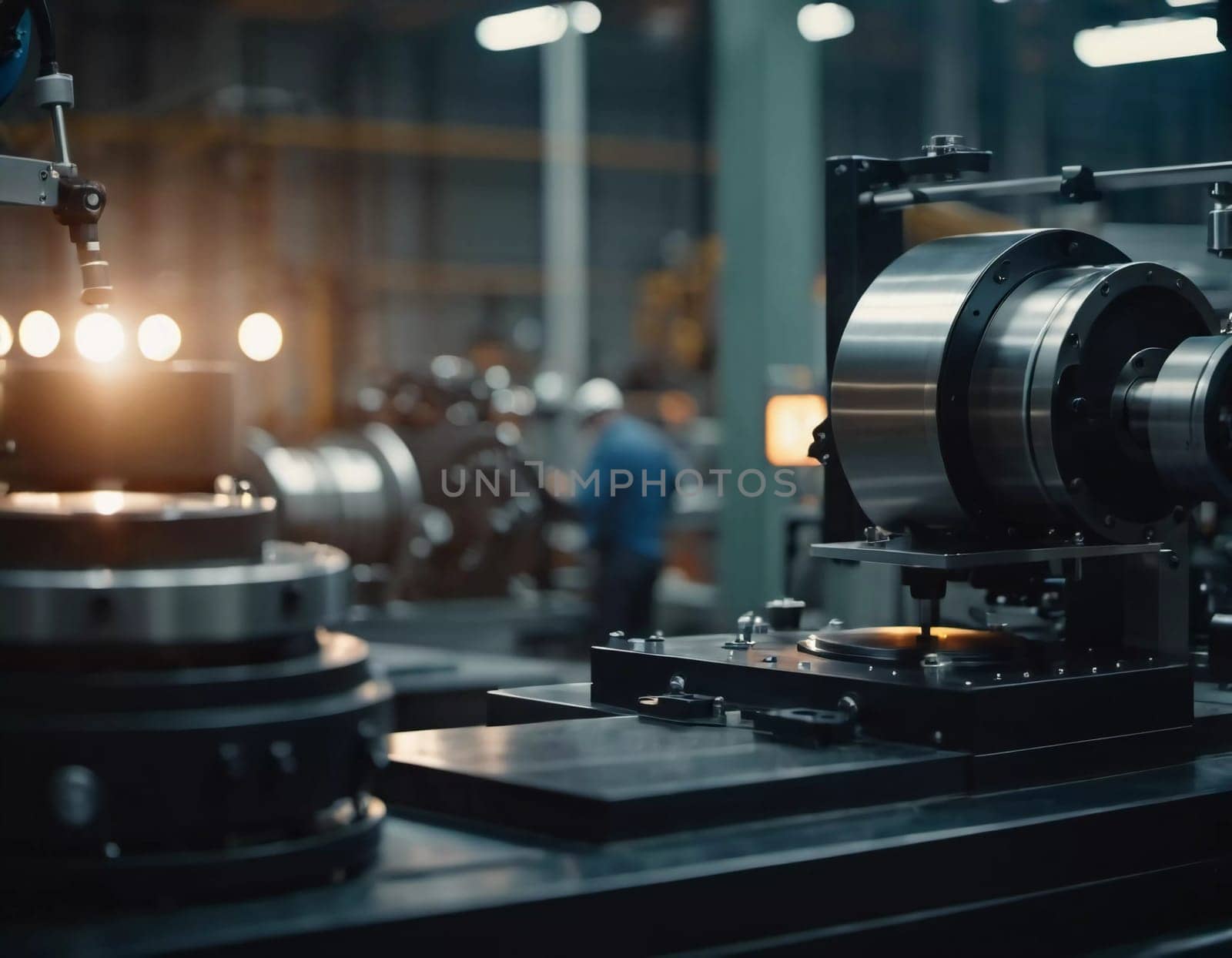 Precision milling machines are active in state-of-the-art manufacturing plant, working on components with high efficiency and accuracy. Modern factory workshop for continuous production. Generated AI.