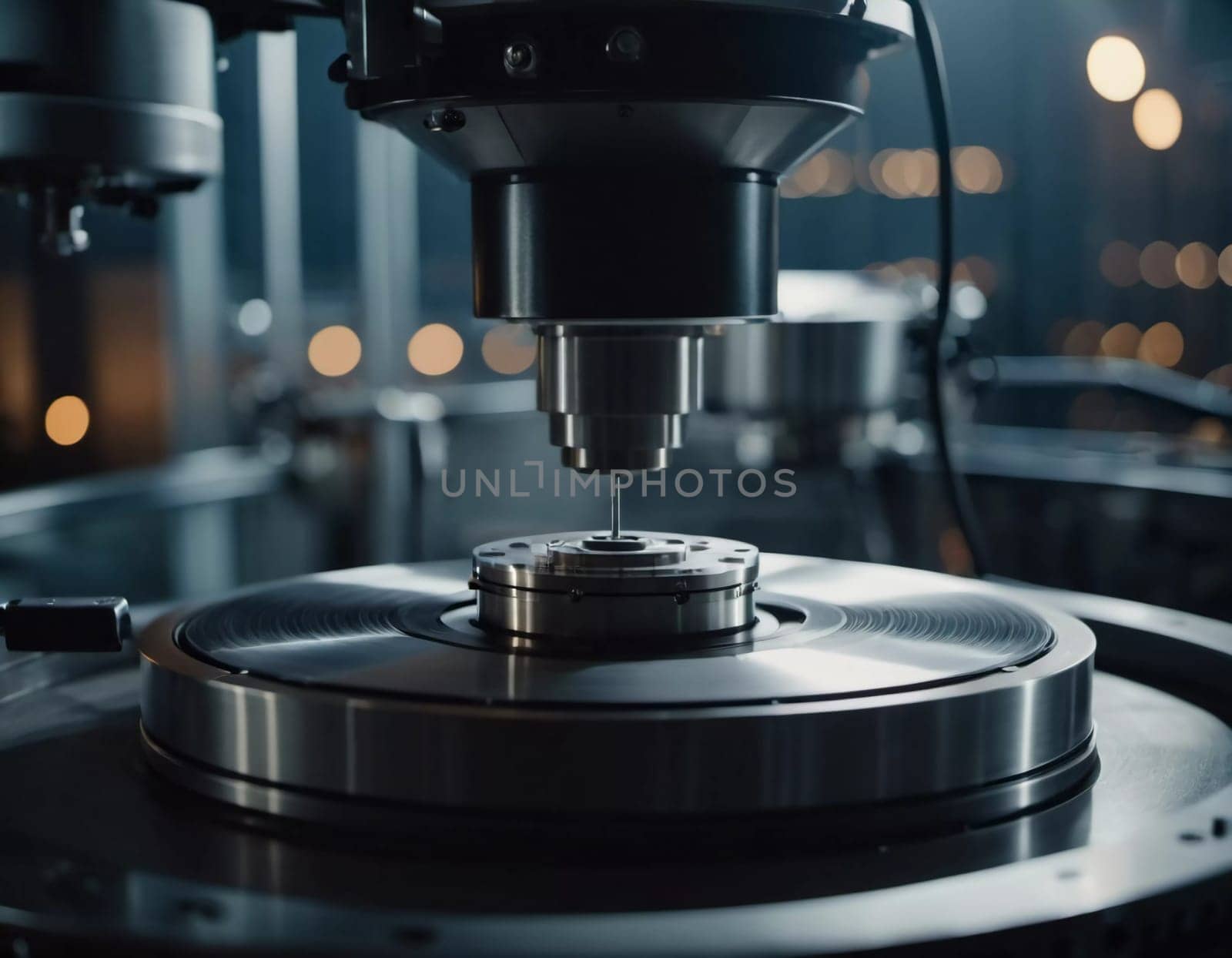 A manufacturing facility showcases advanced milling processes with a machine tool creating intricate parts, emphasizing engineering precision and efficiency. Generative AI.