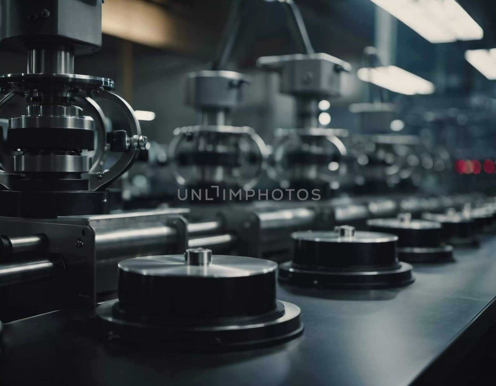 Precision milling machines are active in state-of-the-art manufacturing plant, working on components with high efficiency and accuracy. Modern factory workshop for continuous production. Generated AI.