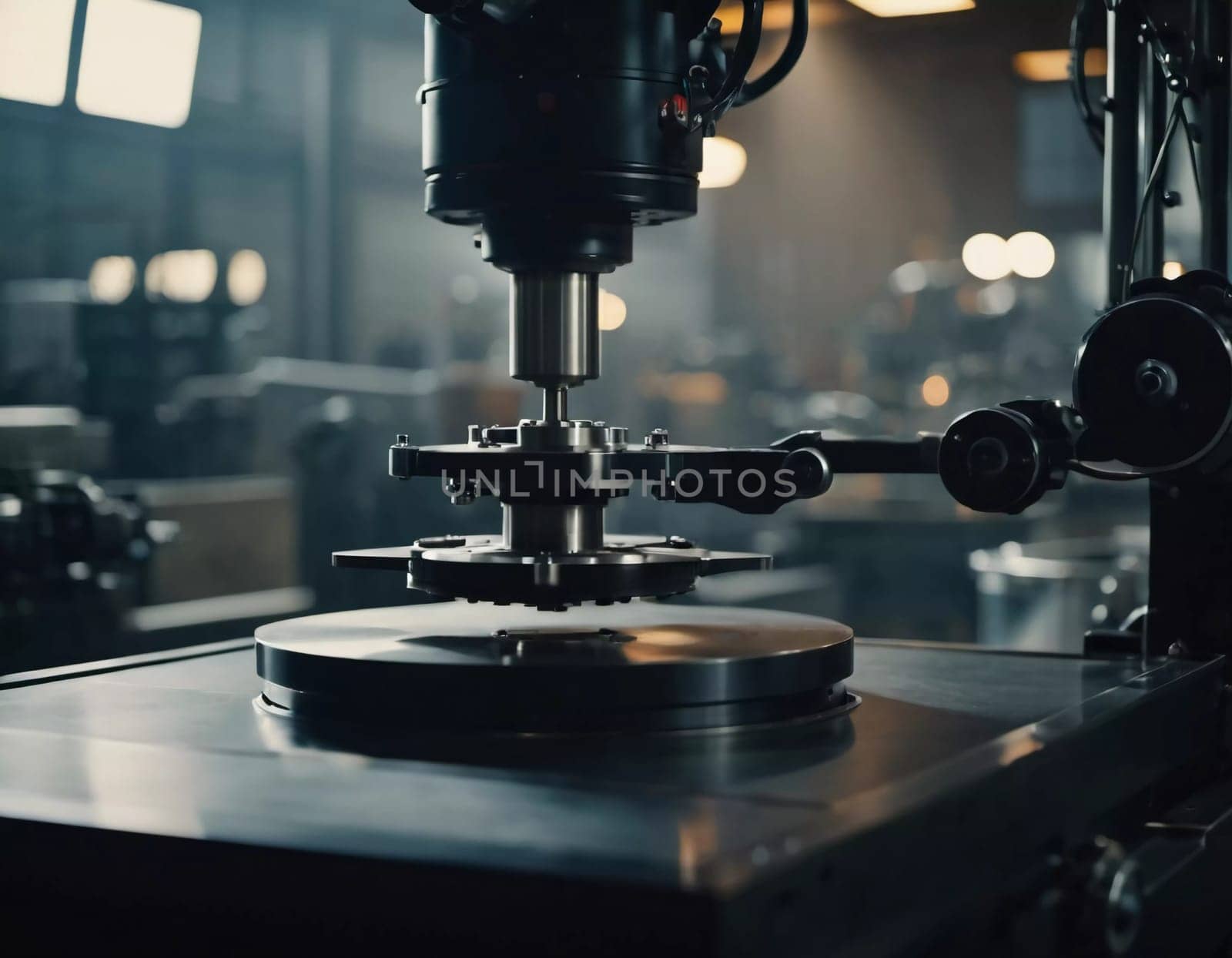 A manufacturing facility showcases advanced milling processes with a machine tool creating intricate parts, emphasizing engineering precision and efficiency. Generative AI.