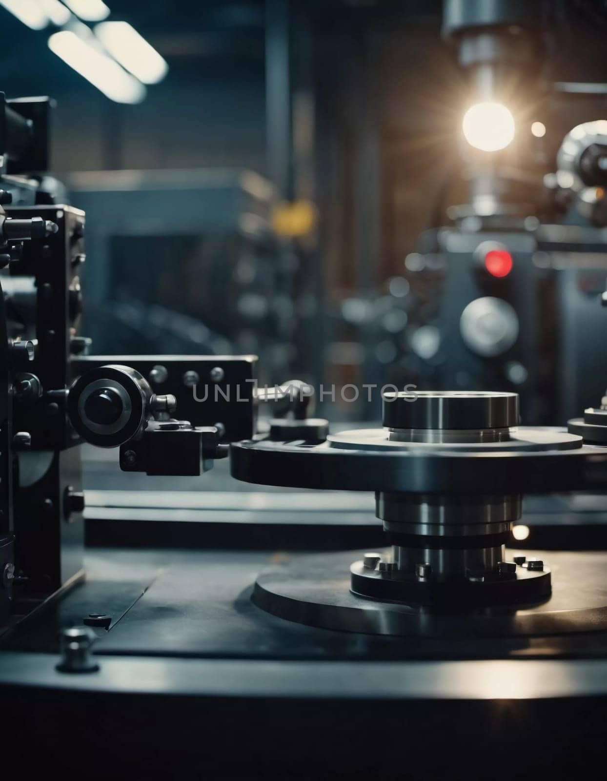 A manufacturing facility showcases advanced milling processes with a machine tool creating intricate parts, emphasizing engineering precision and efficiency. Generative AI.