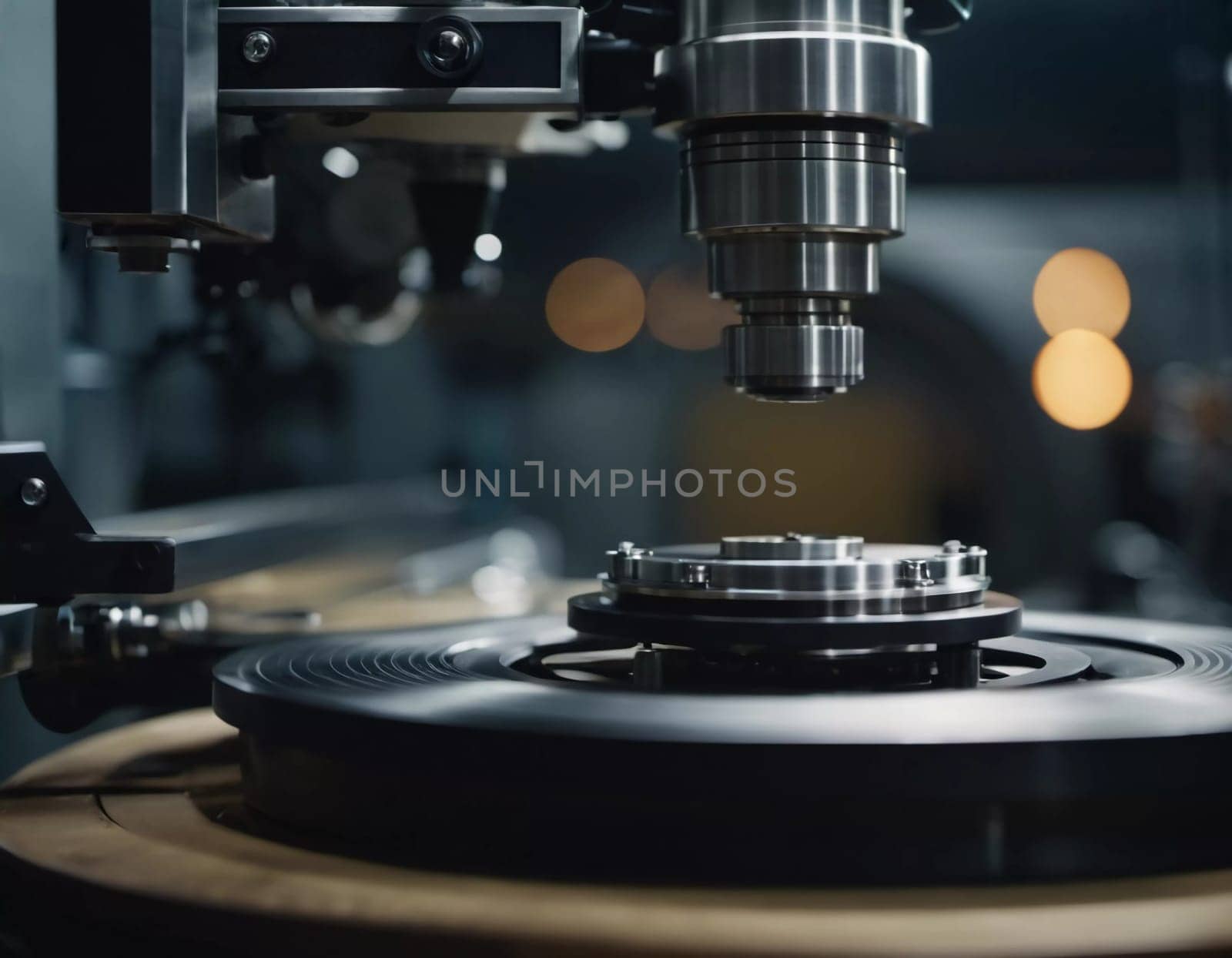 A manufacturing facility showcases advanced milling processes with a machine tool creating intricate parts, emphasizing engineering precision and efficiency. Generative AI.