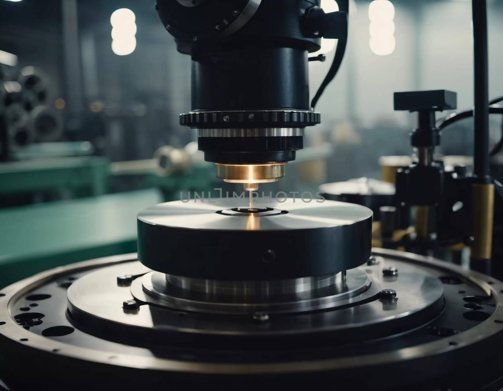 A manufacturing facility showcases advanced milling processes with a machine tool creating intricate parts, emphasizing engineering precision and efficiency. Generative AI.