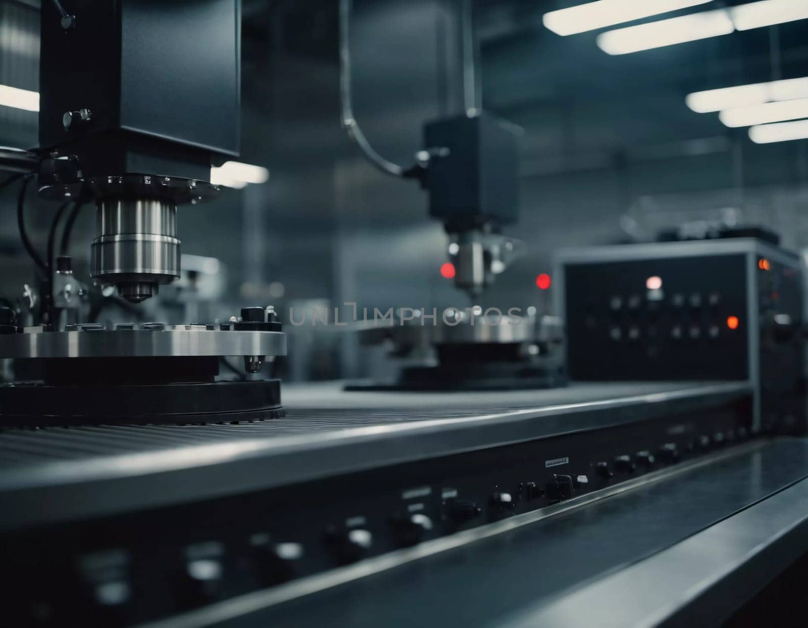 Precision milling machines are active in state-of-the-art manufacturing plant, working on components with high efficiency and accuracy. Modern factory workshop for continuous production. Generated AI.