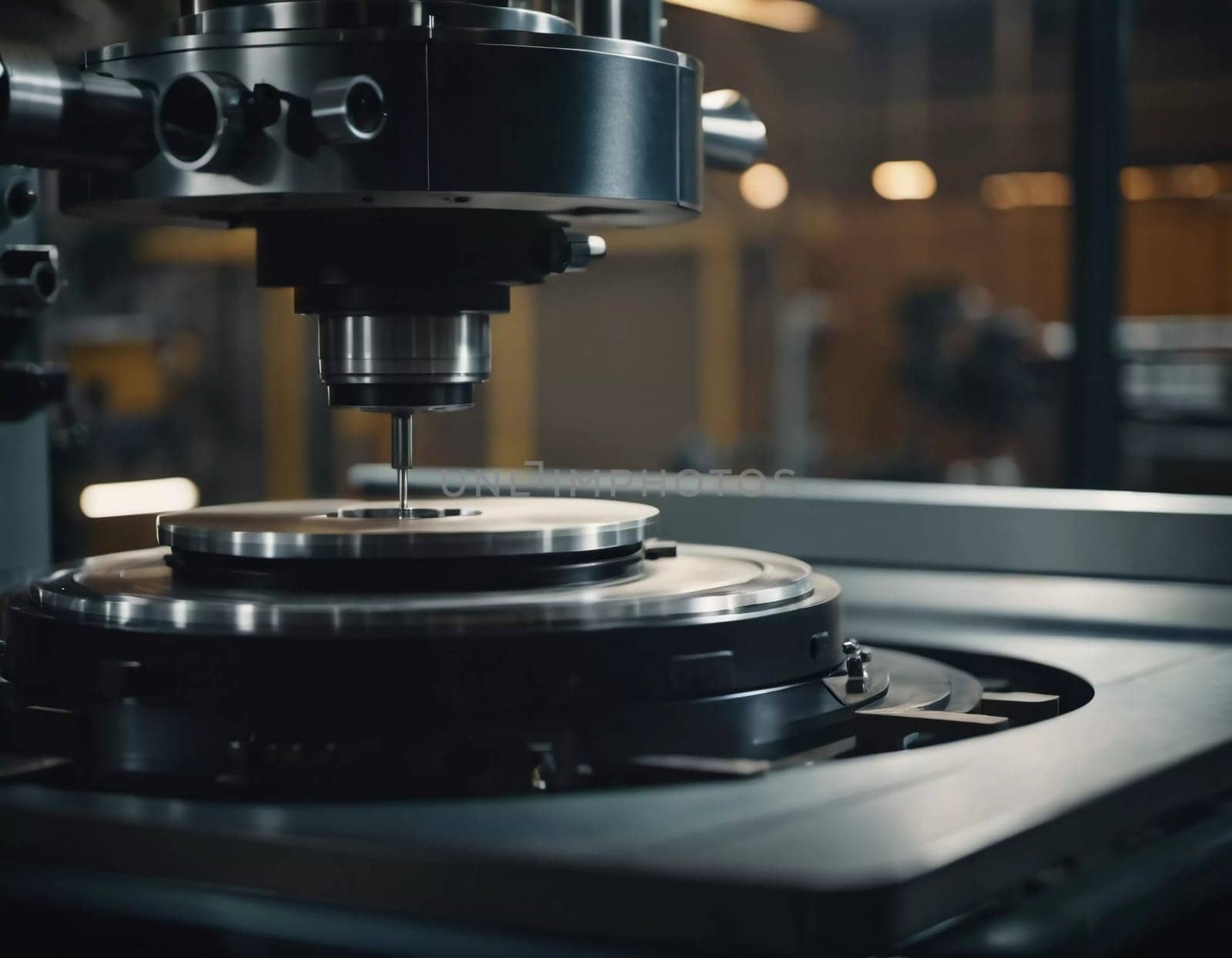 A manufacturing facility showcases advanced milling processes with a machine tool creating intricate parts, emphasizing engineering precision and efficiency. Generative AI.