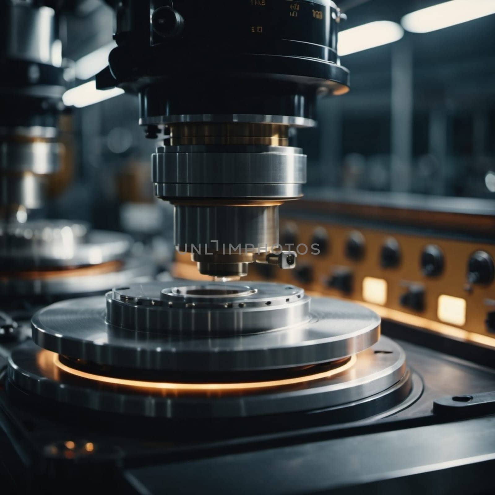 A manufacturing facility showcases advanced milling processes with a machine tool creating intricate parts, emphasizing engineering precision and efficiency. Generative AI.