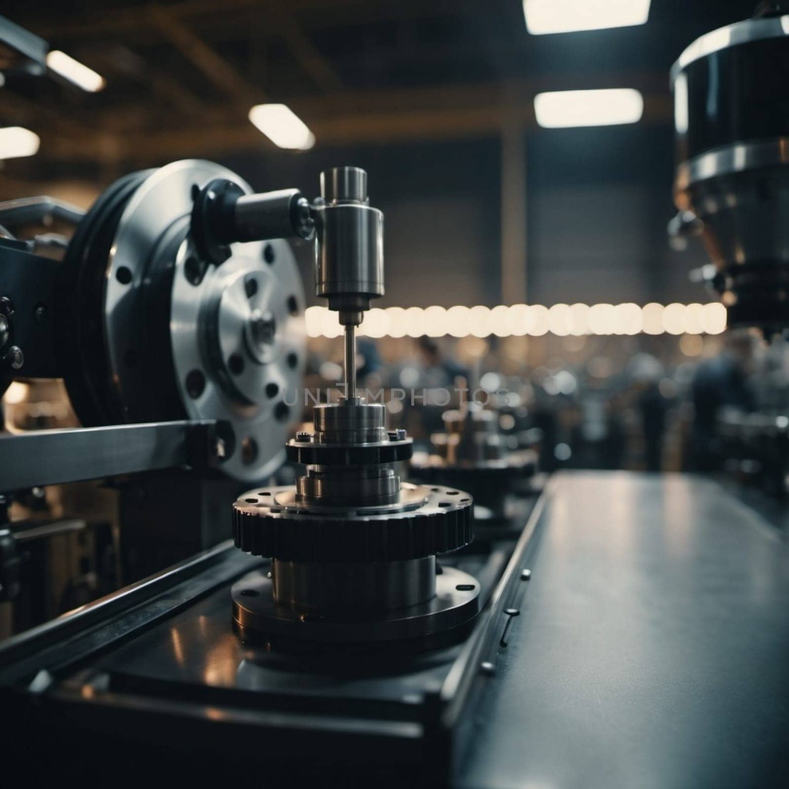 A manufacturing facility showcases advanced milling processes with a machine tool creating intricate parts, emphasizing engineering precision and efficiency. Generative AI.
