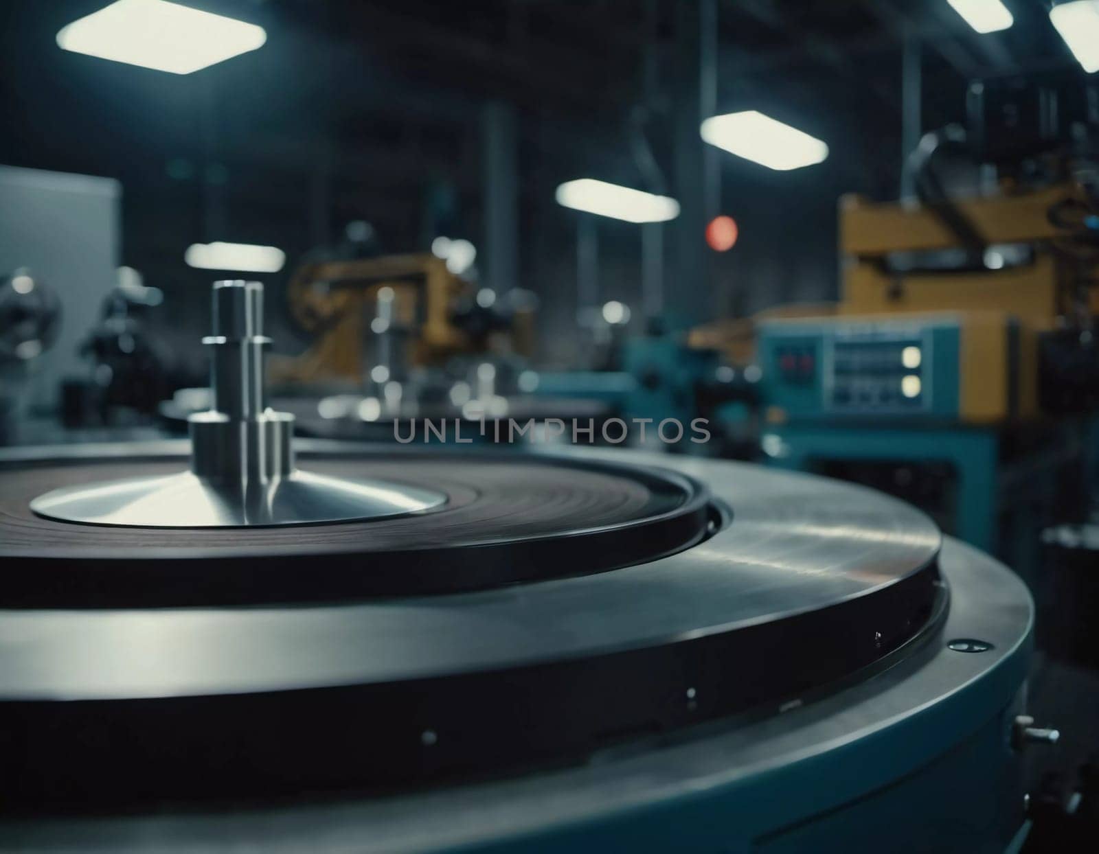 A manufacturing facility showcases advanced milling processes with a machine tool creating intricate parts, emphasizing engineering precision and efficiency. Generative AI.