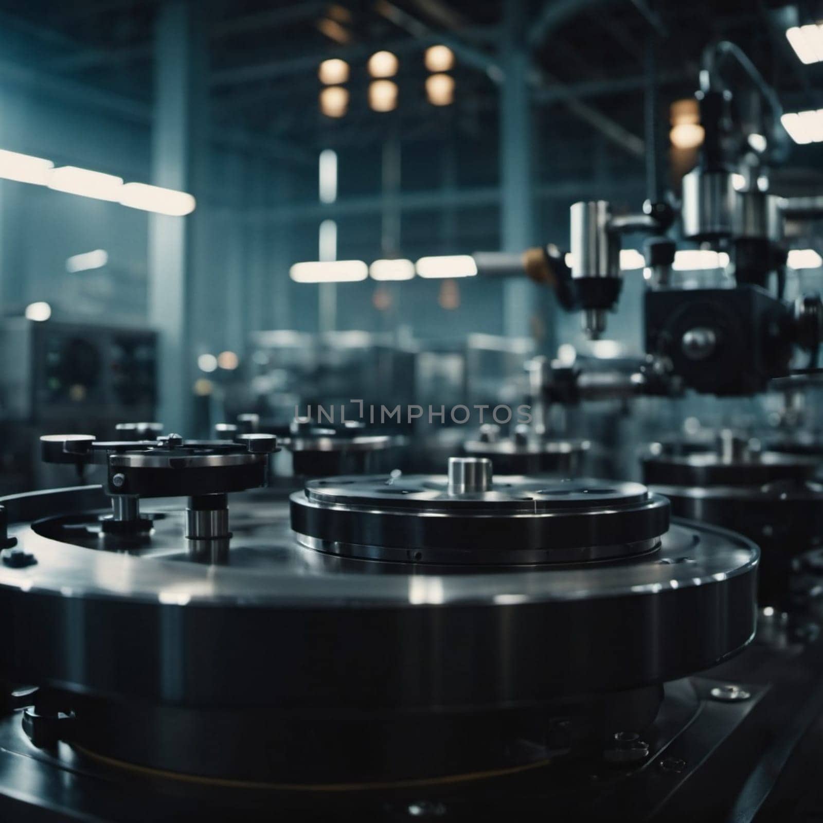 Precision milling machines are active in state-of-the-art manufacturing plant, working on components with high efficiency and accuracy. Modern factory workshop for continuous production. Generated AI.