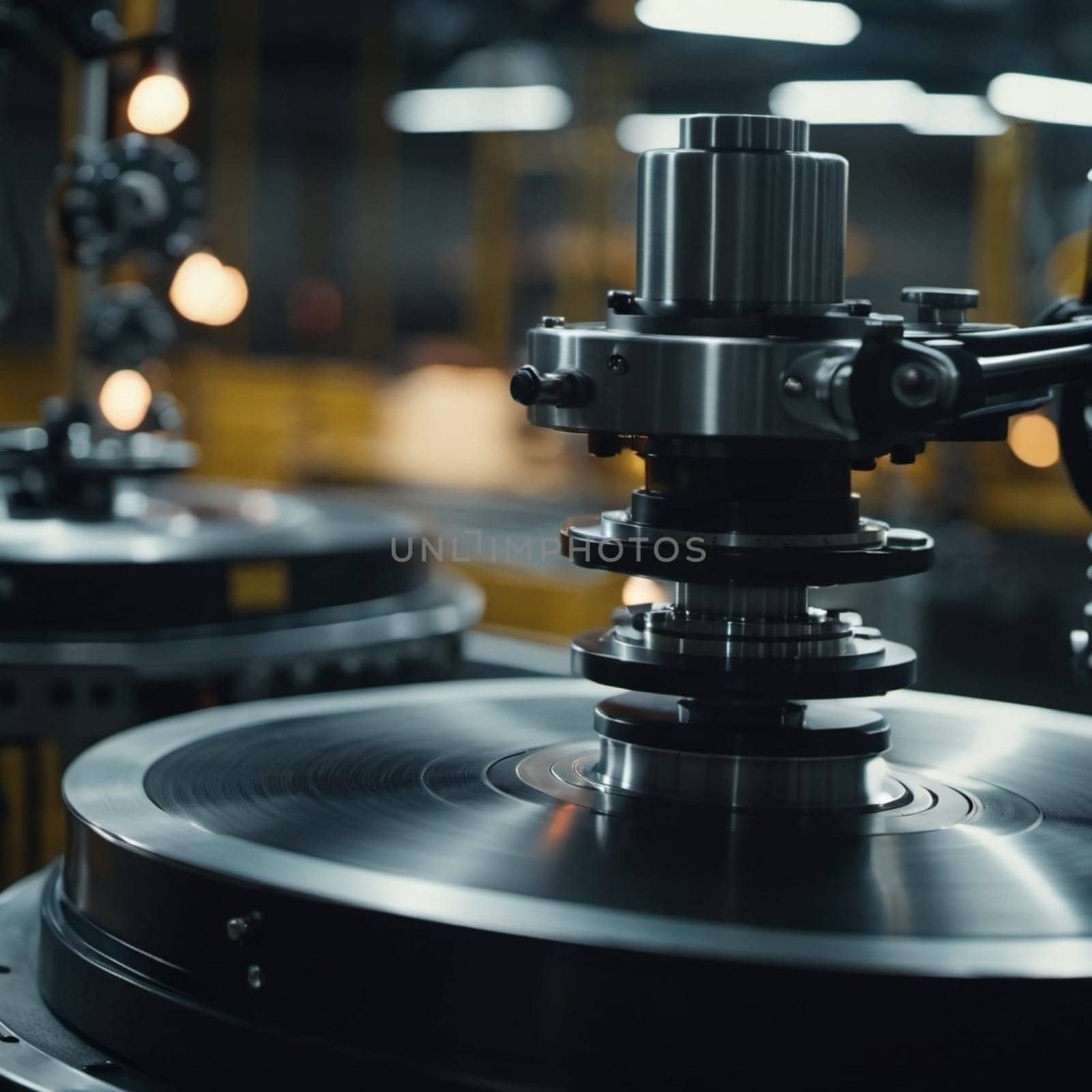 A manufacturing facility showcases advanced milling processes with a machine tool creating intricate parts, emphasizing engineering precision and efficiency. Generative AI.