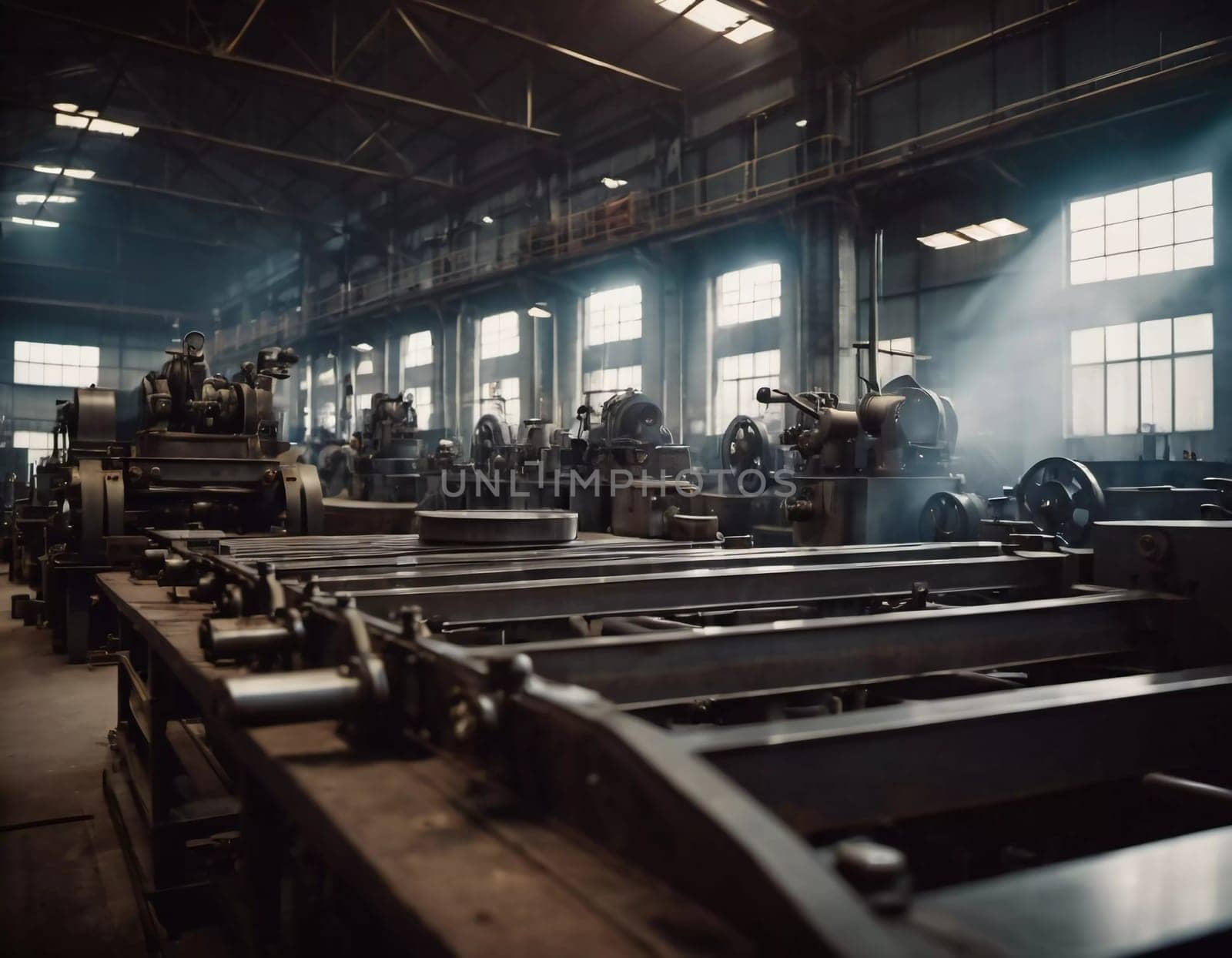Precision milling machines are active in state-of-the-art manufacturing plant, working on components with high efficiency and accuracy. Modern factory workshop for continuous production. Generated AI.
