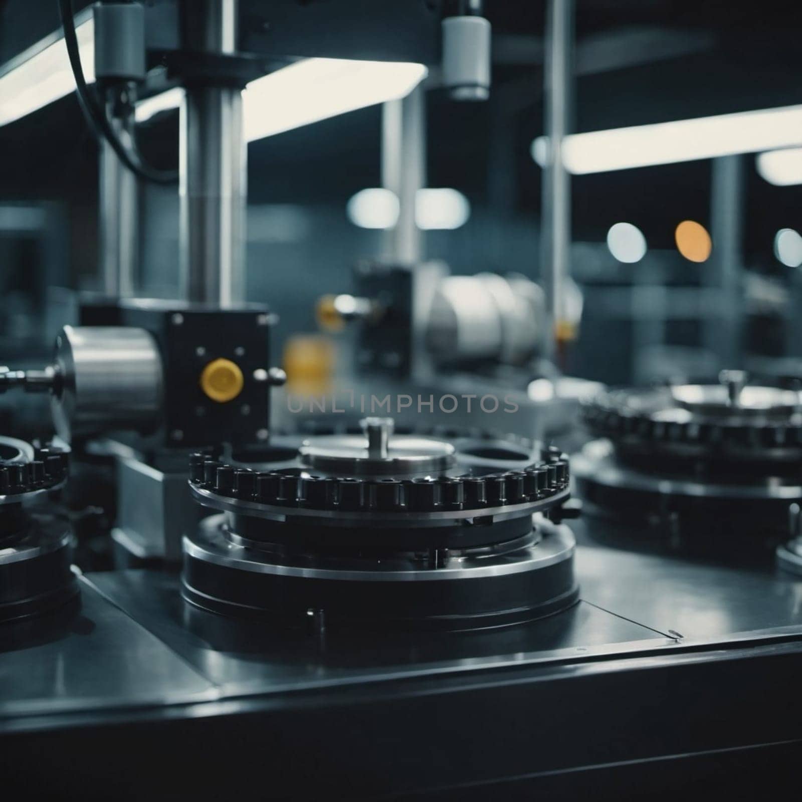 A manufacturing facility showcases advanced milling processes with a machine tool creating intricate parts, emphasizing engineering precision and efficiency. Generative AI.