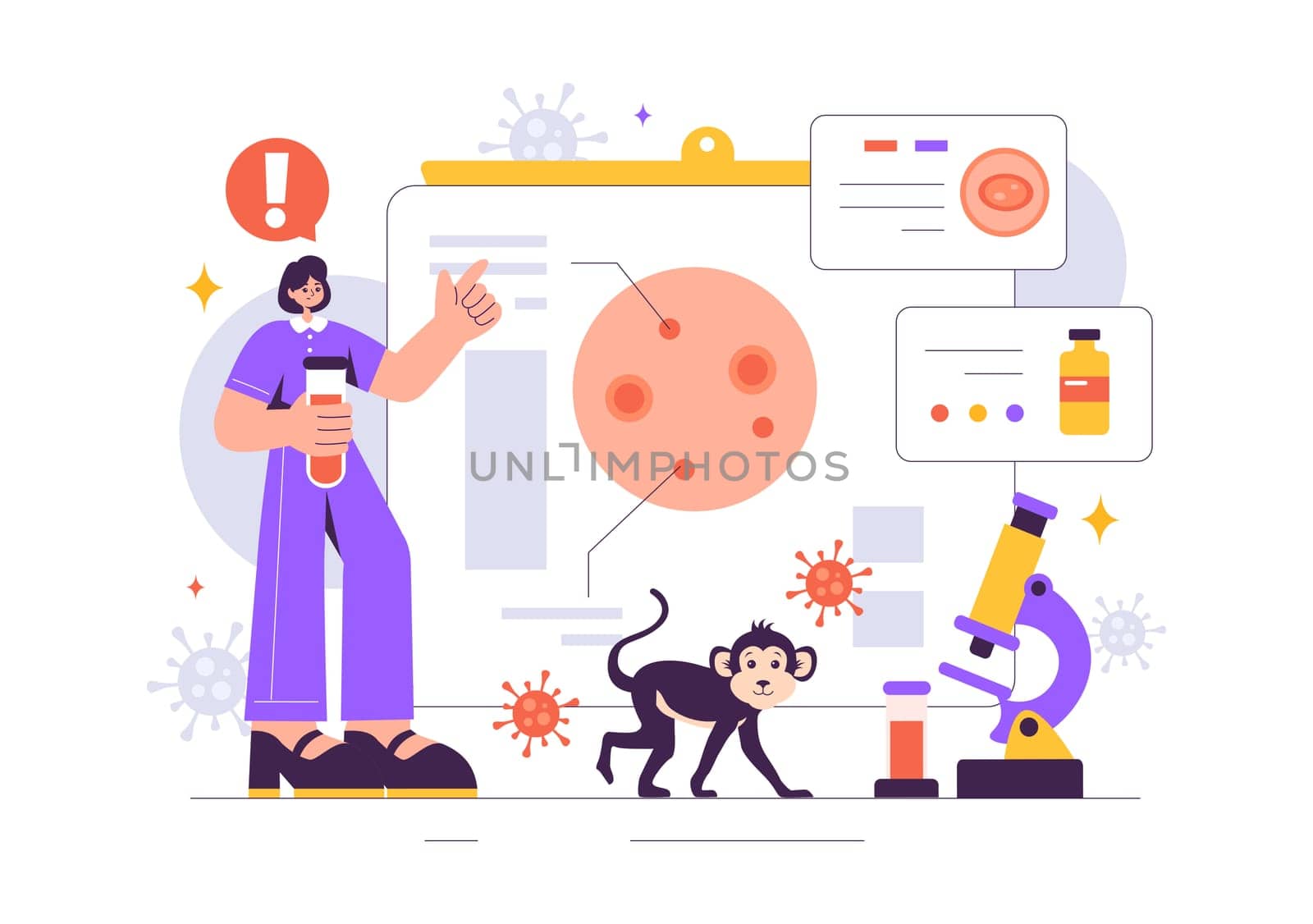 Monkeypox Outbreak Vector Illustration Showing Virus Symptoms in Humans with Microbiological Elements in a Healthcare Flat Style Cartoon Background