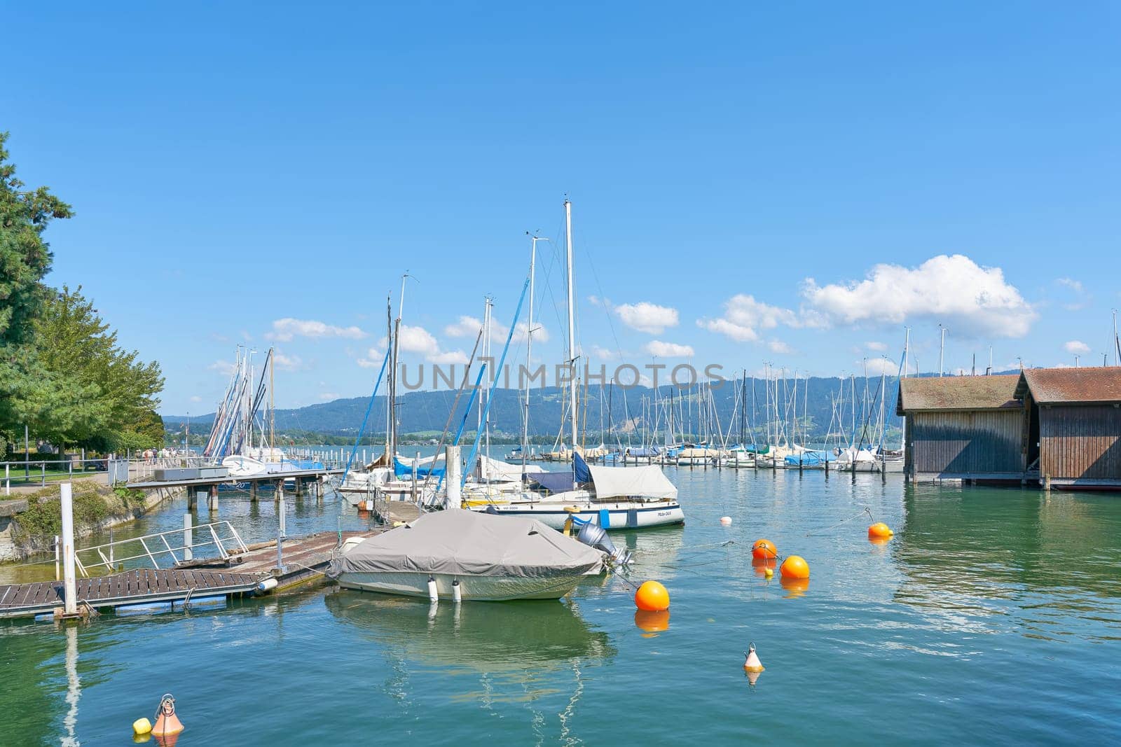 Boats at the Yacht-Club Lindau in Lindau on Lake Constance, Bodensee in Germany