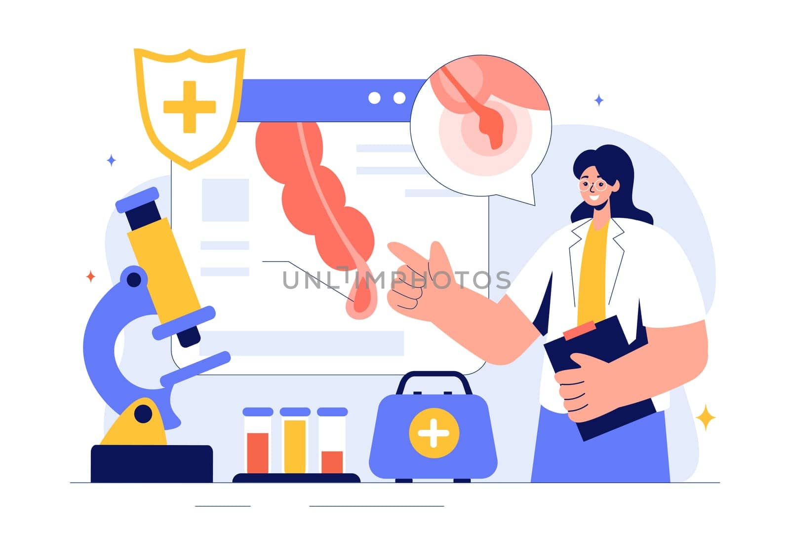 Appendicitis Vector Illustration Featuring Inflammation of the Appendix and Stomach Treatment in a Healthcare Flat Style Cartoon Background