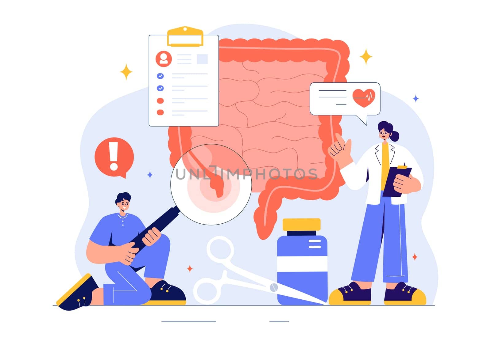 Appendicitis Vector Illustration Featuring Inflammation of the Appendix and Stomach Treatment in a Healthcare Flat Style Cartoon Background