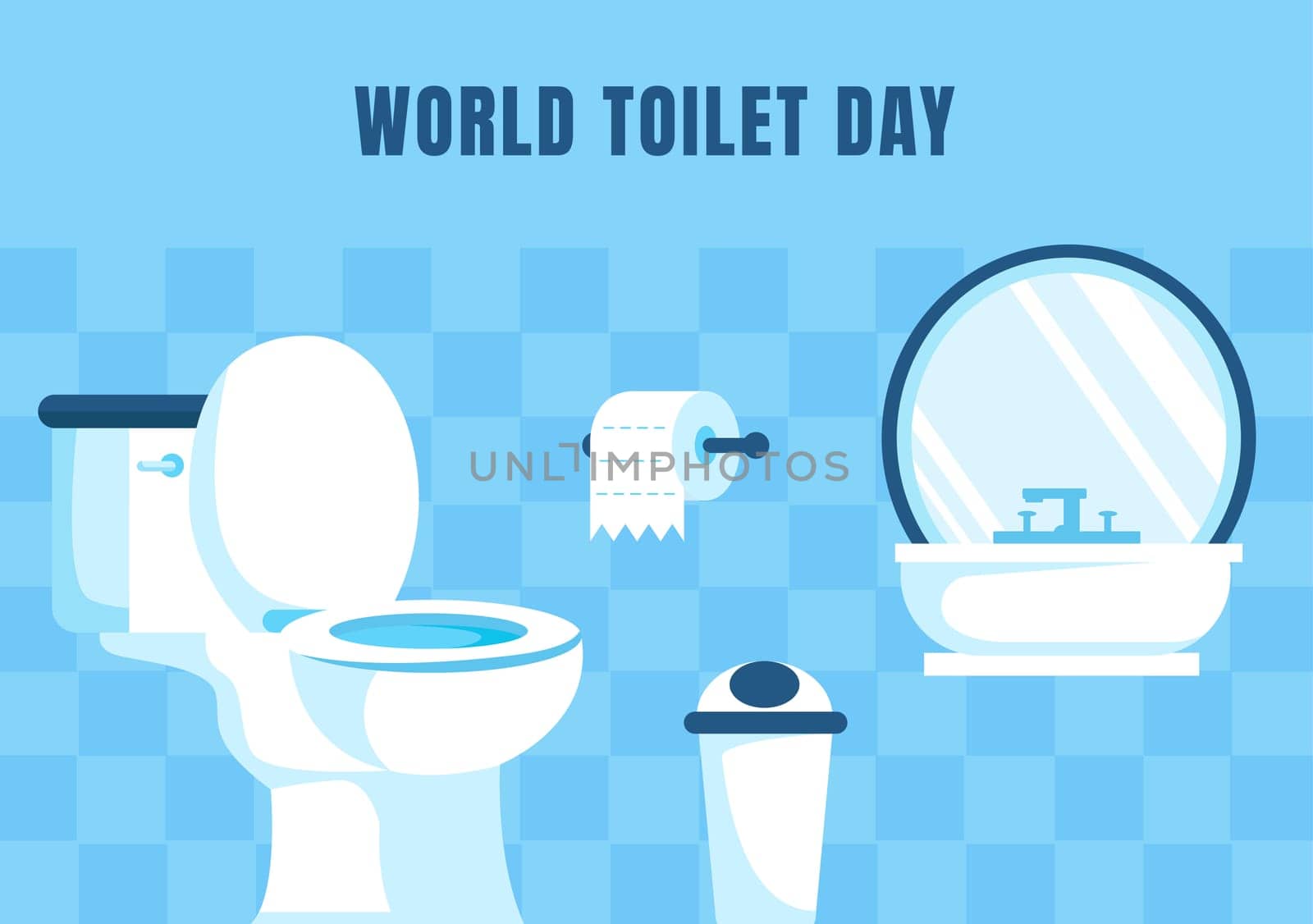 World Toilet Day Flat Cartoon Template for Social Media Background Campaigns