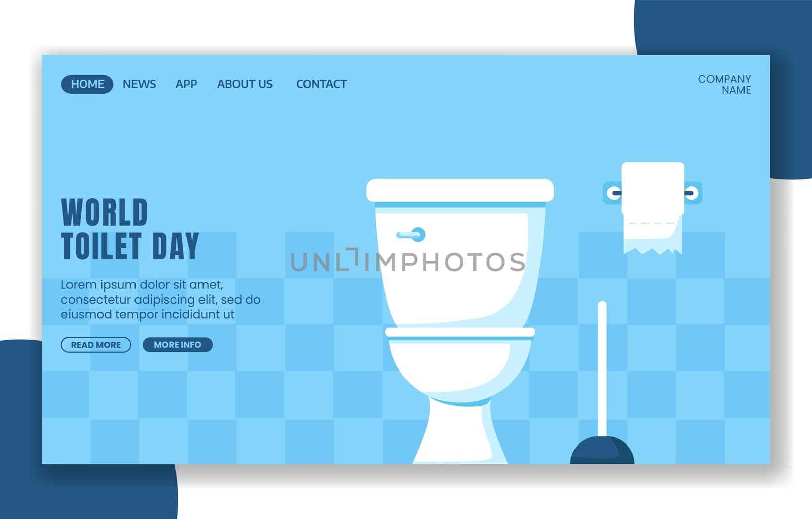 Cartoon World Toilet Day Social Media Landing Page Template for Global Sanitation Campaigns