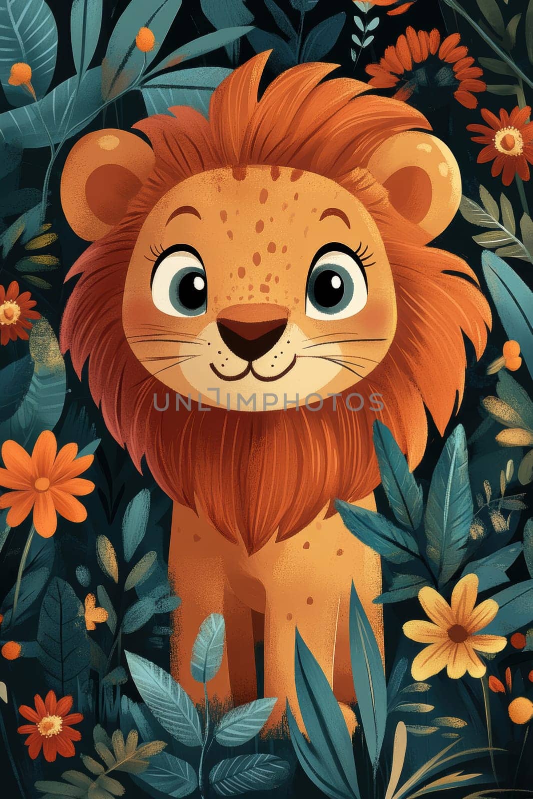 Illustration for children, savannah animals. AI generative.