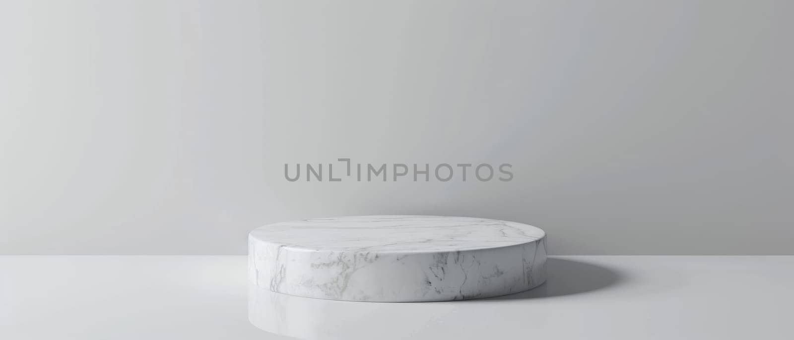 A simple yet elegant white marble pedestal, providing a clean and sophisticated platform to showcase products or objects