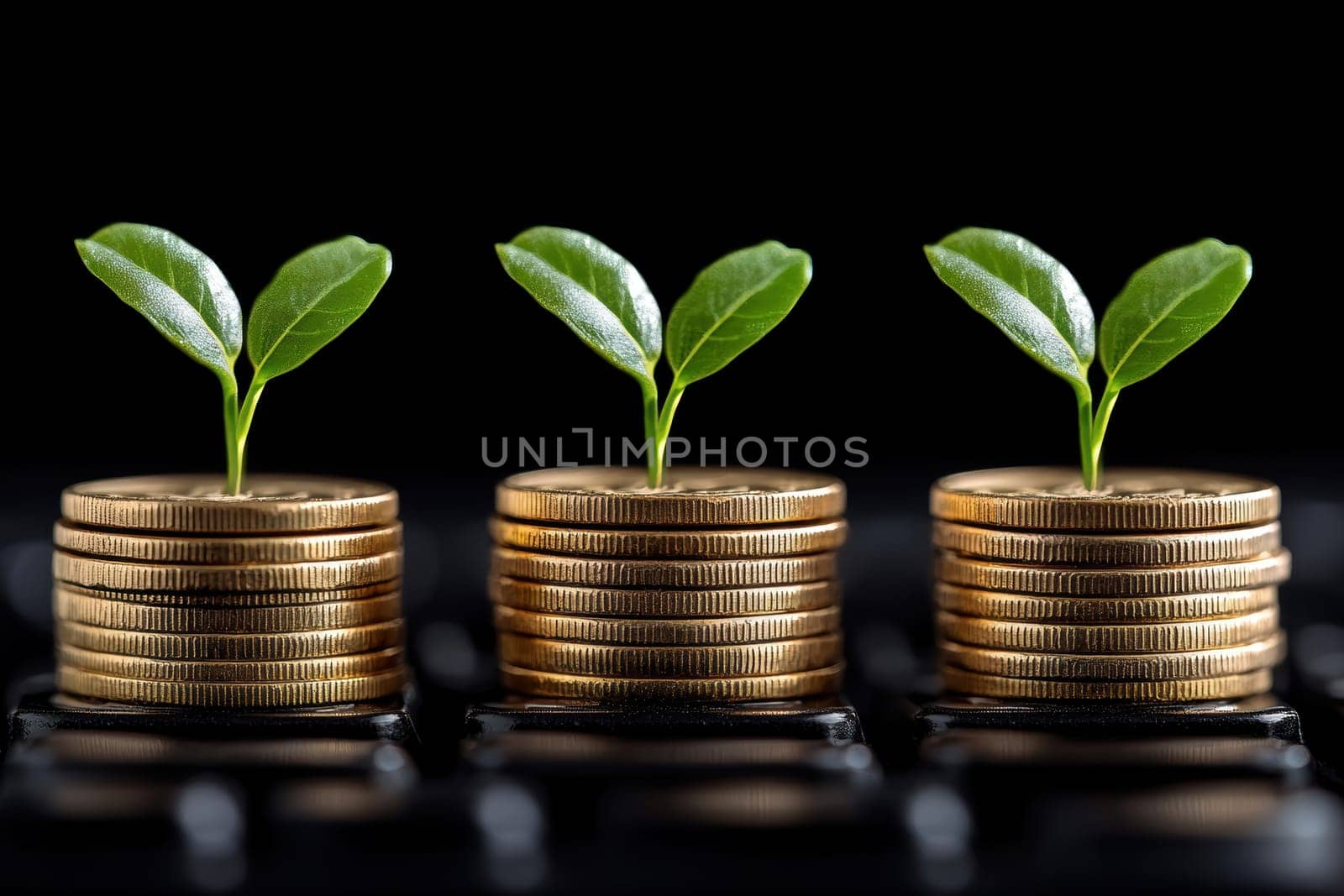 Coin Stack Financial profitability and cost optimization. AI generative.