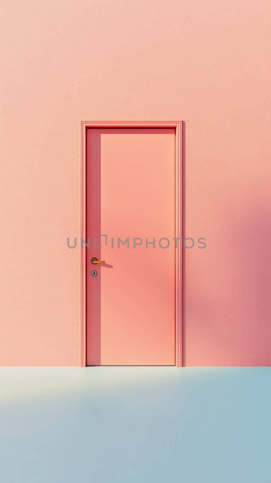 Bright color door against bold color background with copy space, AI Generated