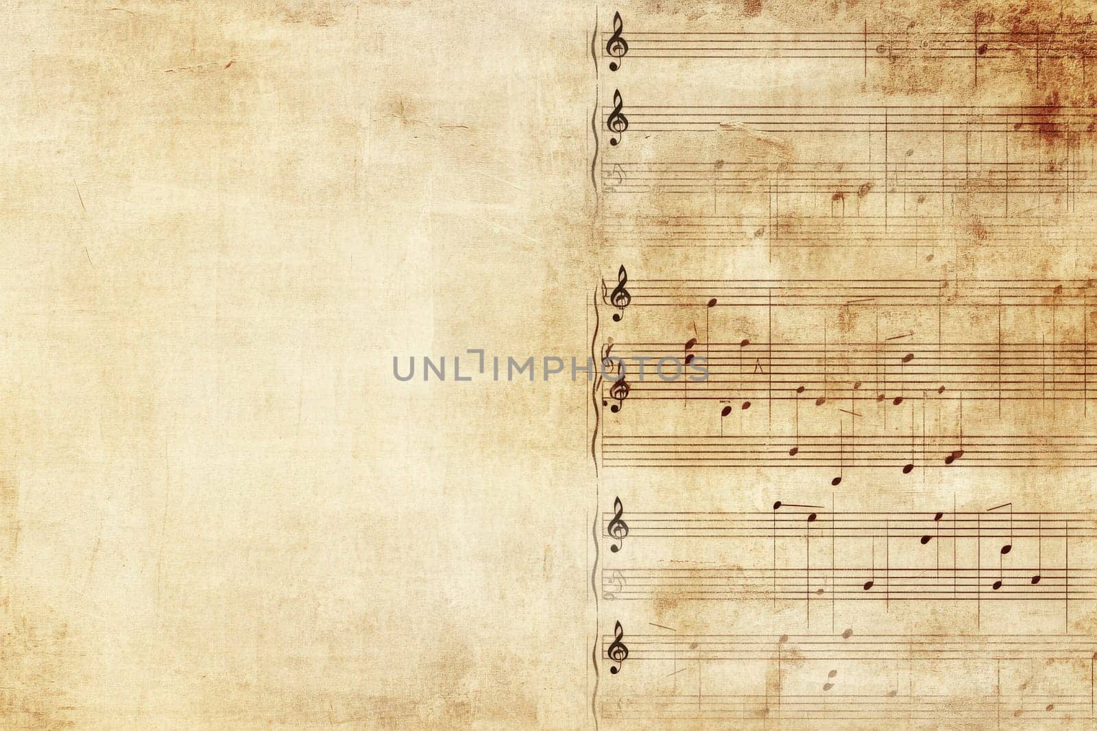 Old classical music notes are elegantly displayed on a clean solid background, providing inspiration for composers and musicians. Ideal for artistic or academic projects related to music.