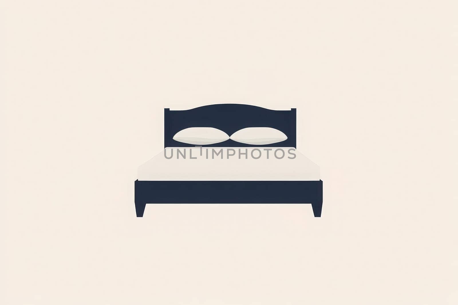 This clean, minimalist bed features a simple headboard and two neatly placed pillows. The design emphasizes comfort, creating a soothing atmosphere in a bedroom.