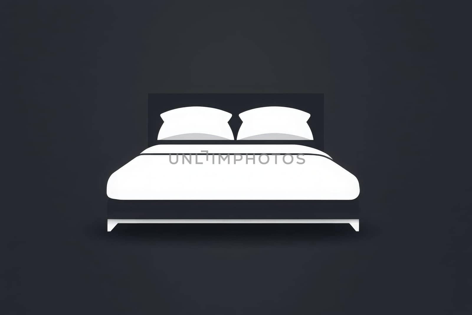 A clean and minimalist bed design features white bedding and pillows against a dark backdrop, emphasizing a serene and modern aesthetic perfect for restful sleep.