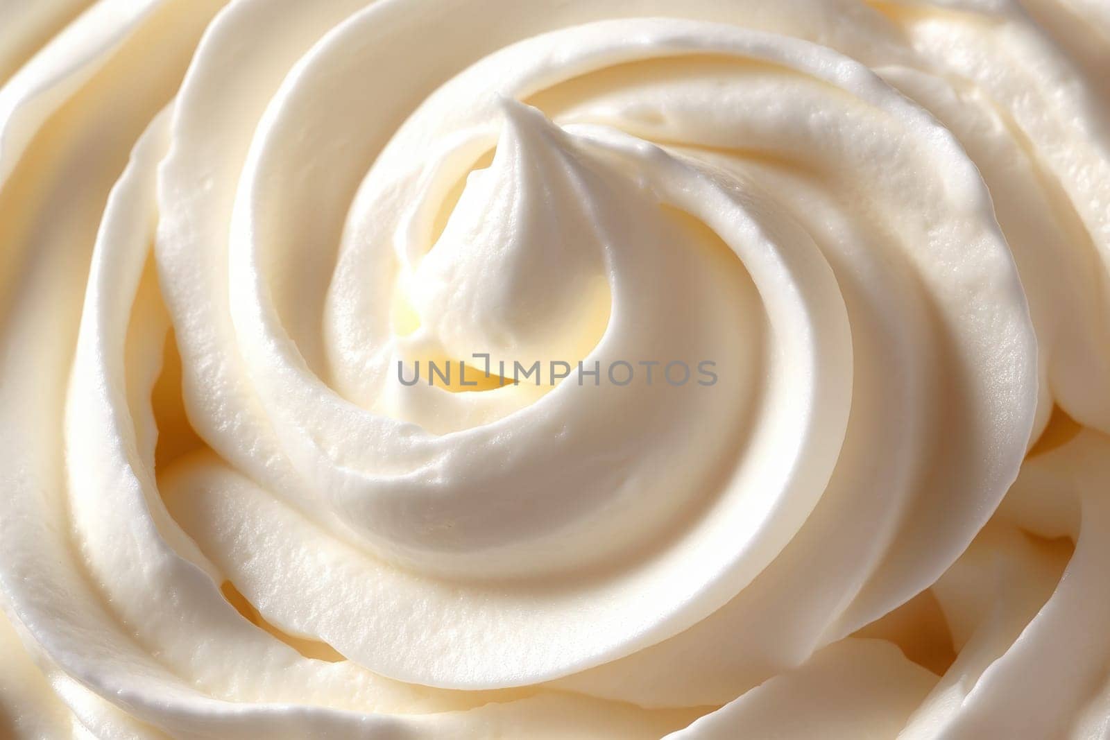A beautifully crafted swirl of clean whipped cream sits elegantly, showcasing a minimalist design that highlights its creamy texture. Perfect for dessert presentations and culinary art.