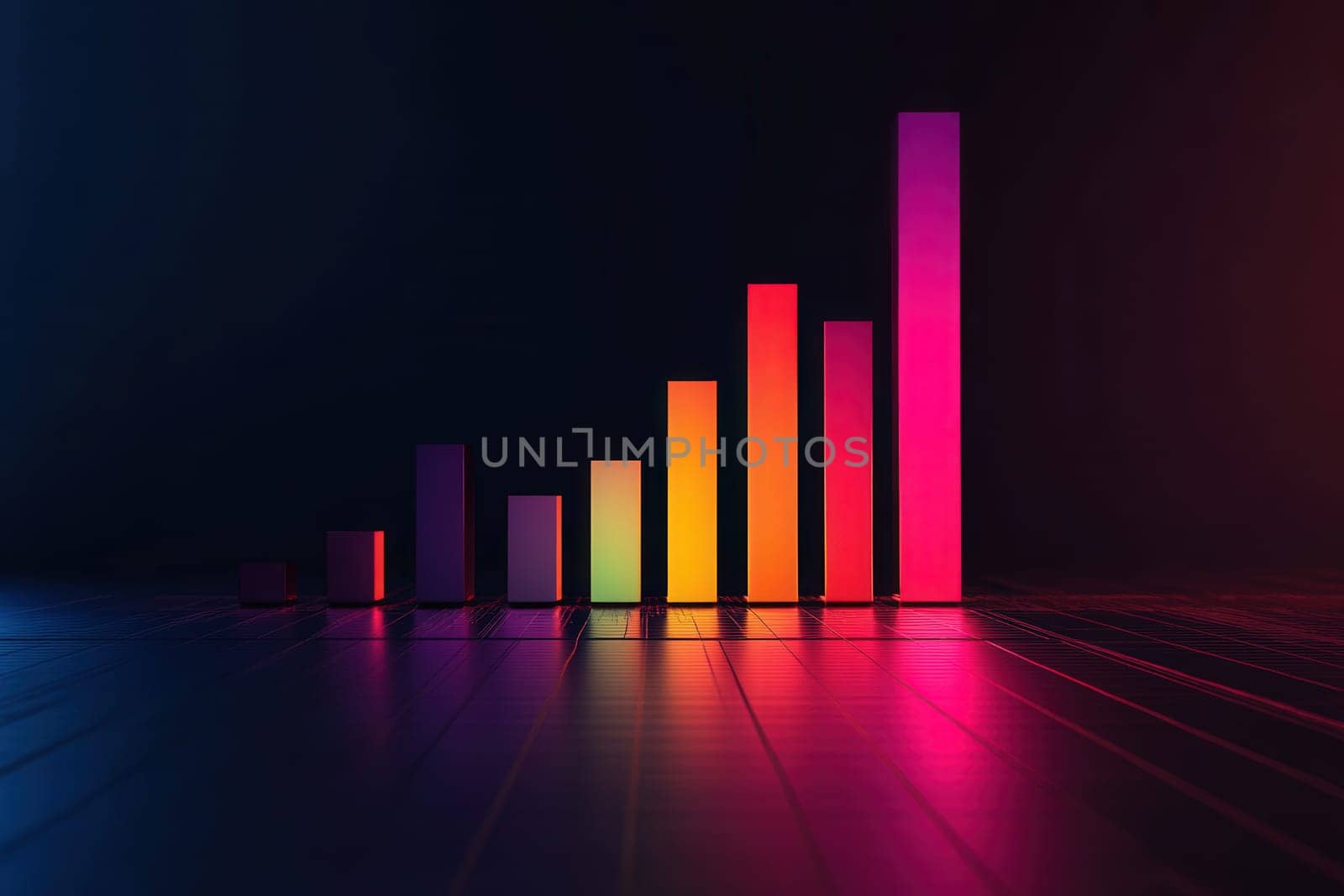 A financial bar chart is displayed with several bars showcasing a collapsing trend.