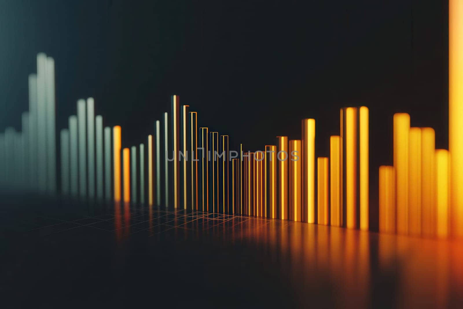 A clean and minimalist depiction of a financial bar chart shows declining data through vertical bars. The color gradient emphasizes the downward trend, capturing economic challenges effectively.