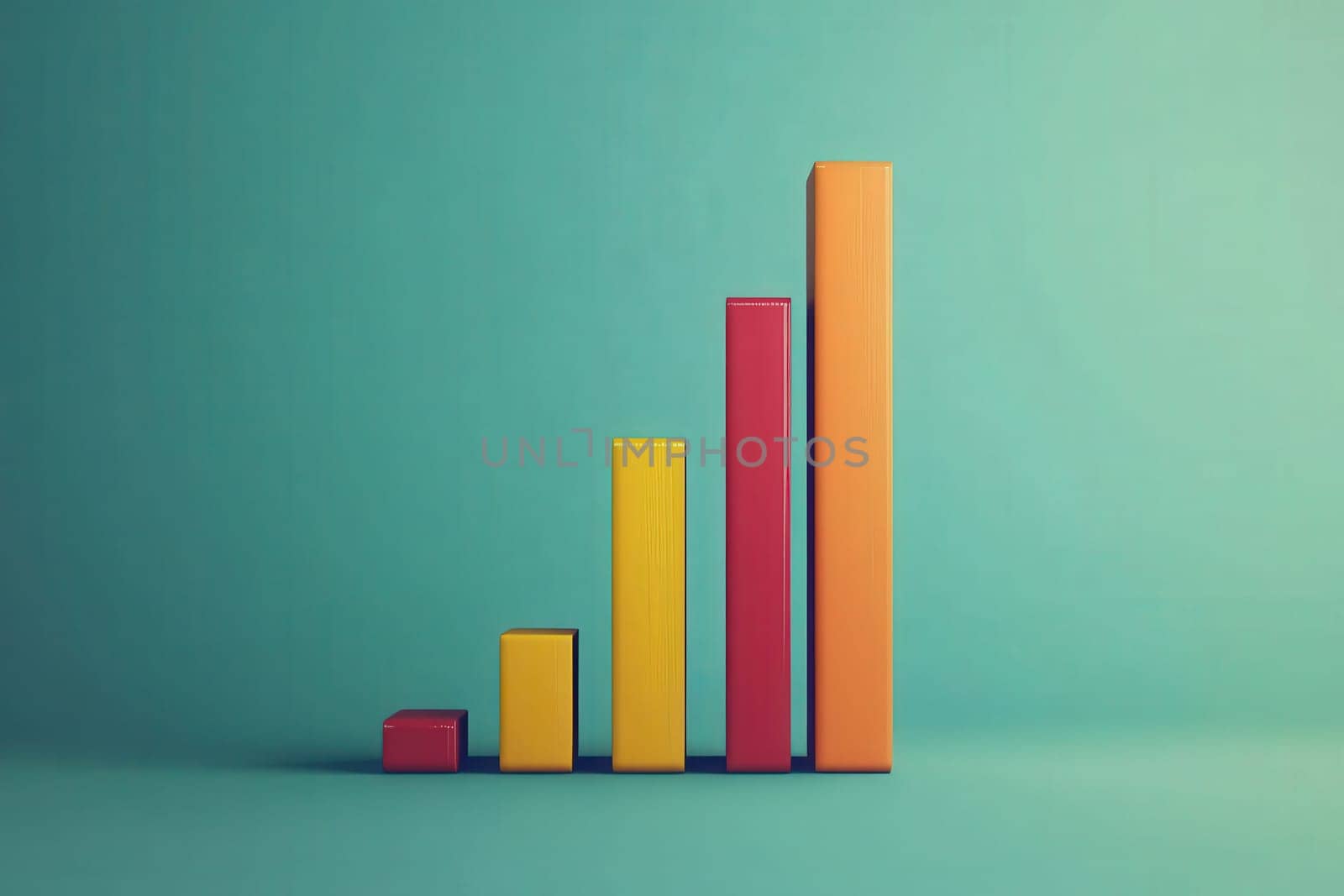 A collapsing bar chart displays a downward trend in financial performance. The chart employs a clean, minimalist design featuring bold colors that represent various financial metrics.