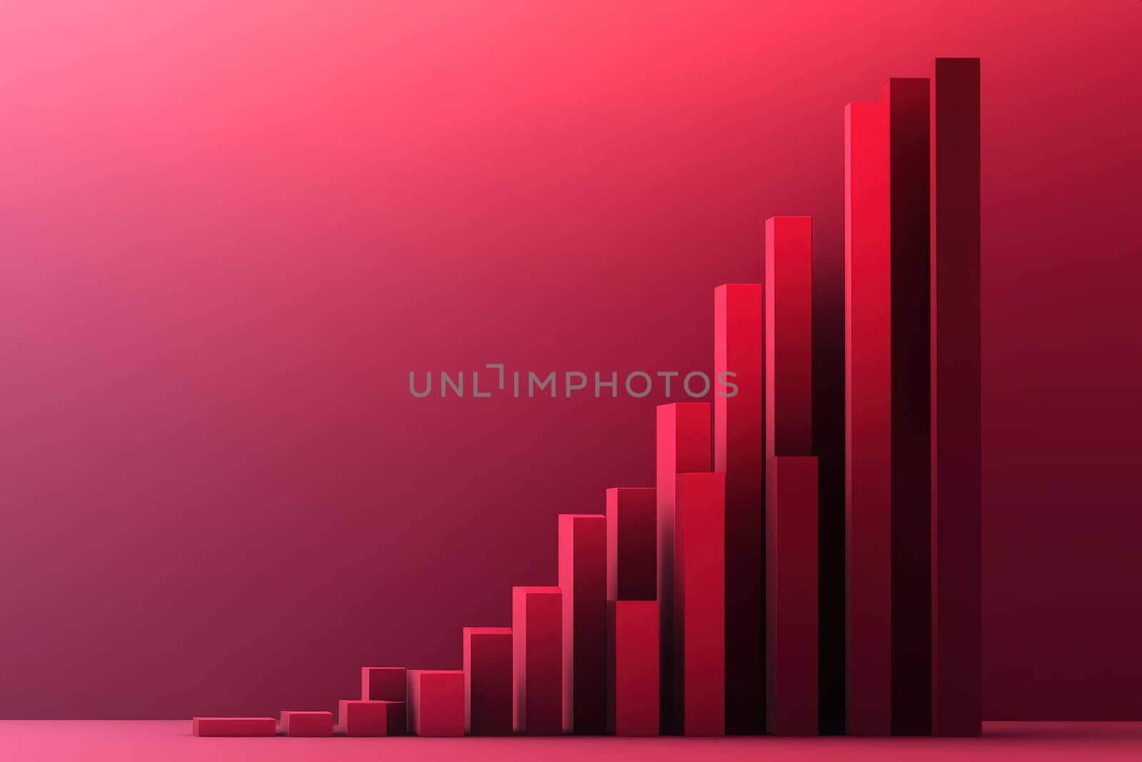 A clean and minimalist representation of a financial bar chart illustrates a significant downward trend. The charts structure, in bold red shades, emphasizes the collapsing values effectively.