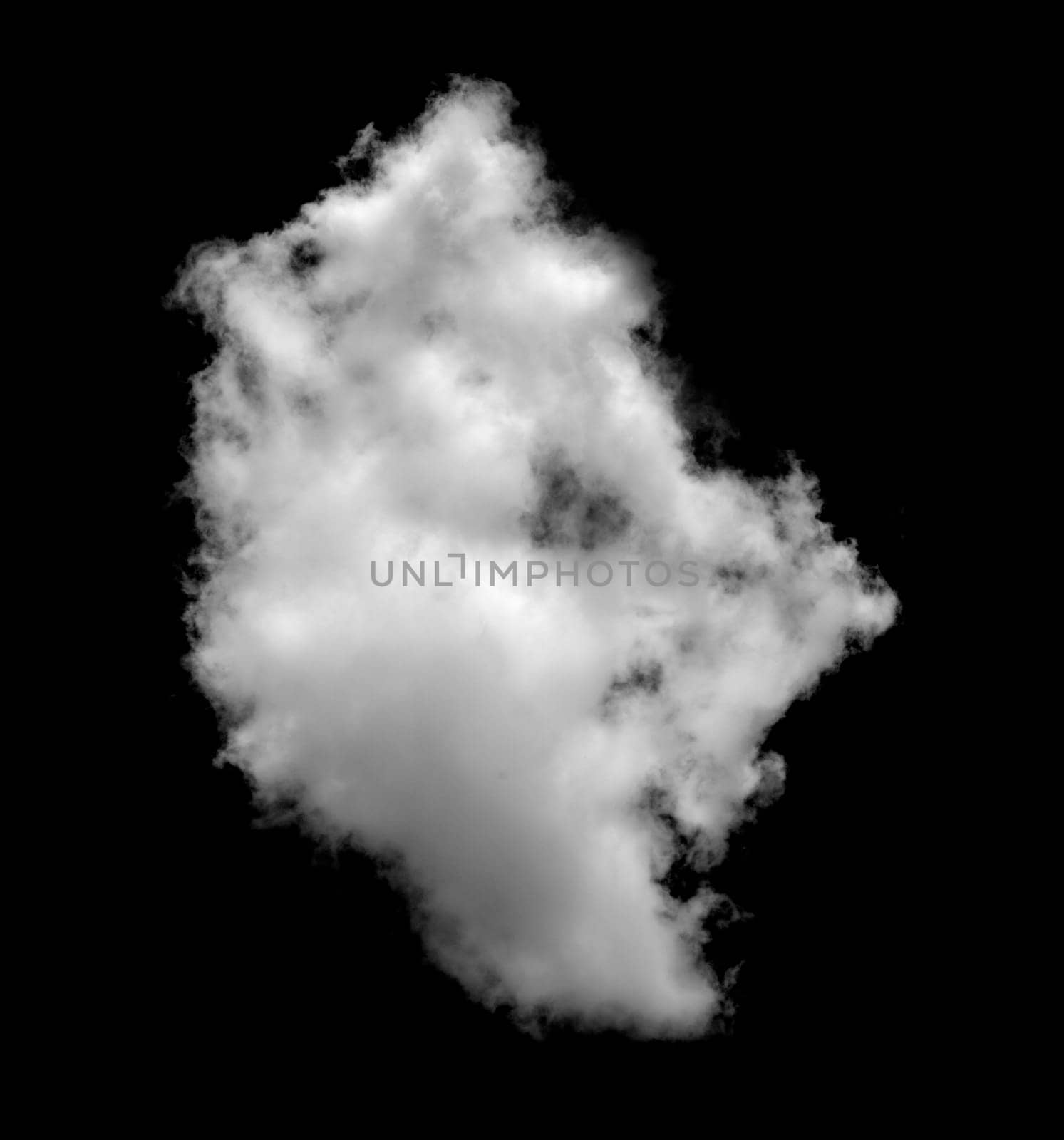 White cloud isolated on a black background, Real cloud photo, Separate white clouds on a black background have real clouds, White fluffy cumulus cloud isolated cut out on black background.