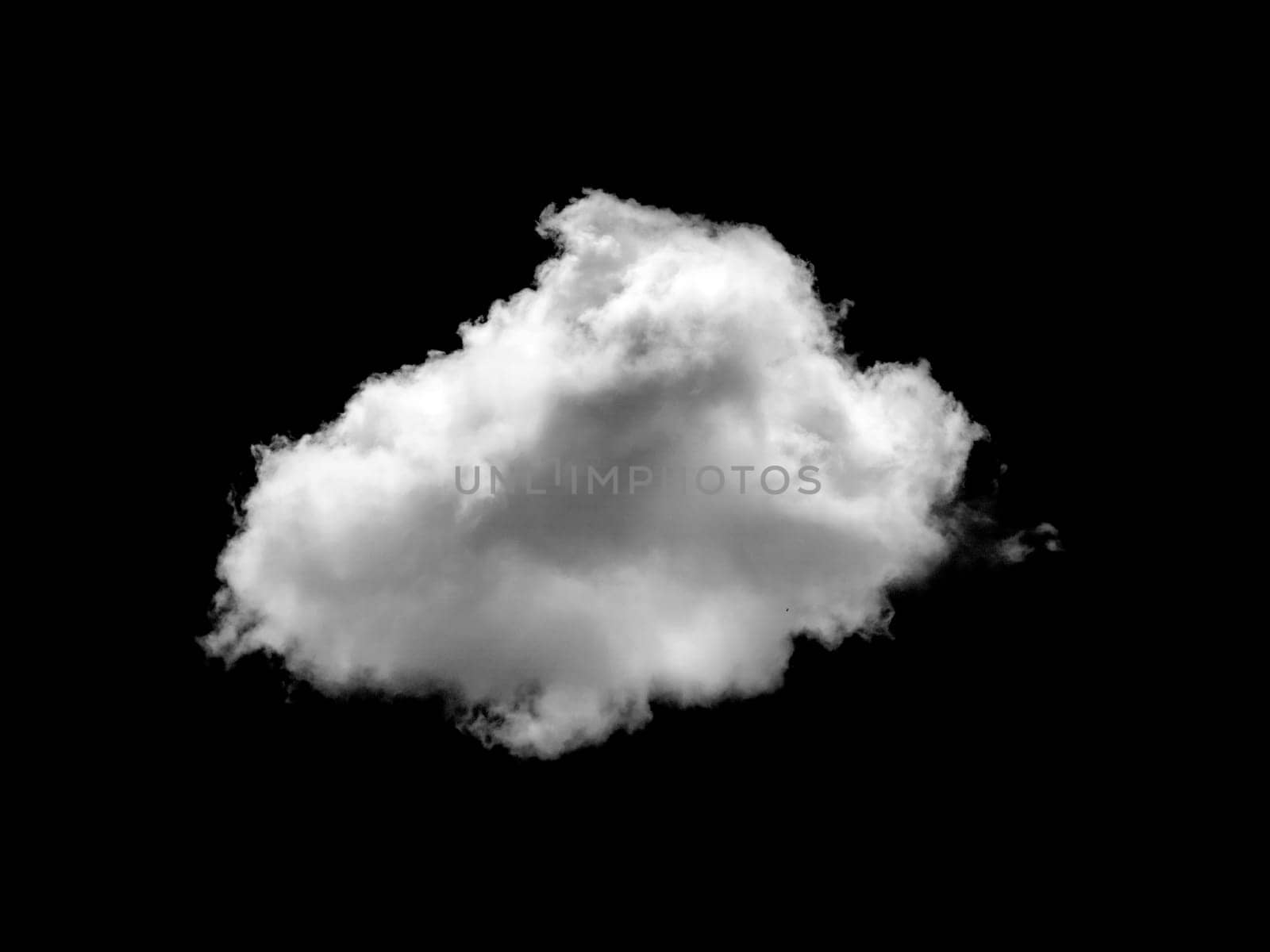 Real cloud photo, white cloud isolated on a black background, Separate white clouds on a black background have real clouds, White fluffy cumulus cloud isolated cut out on black background.
