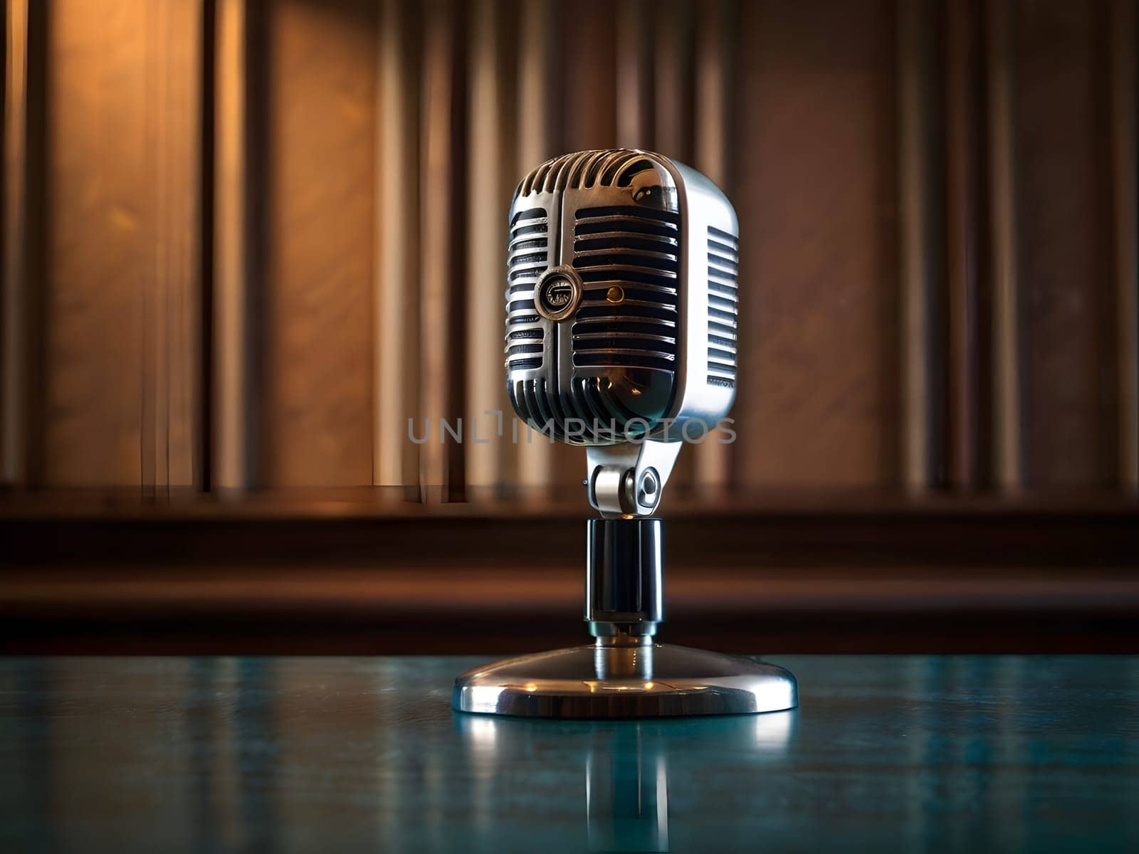 Old vintage microphone on table