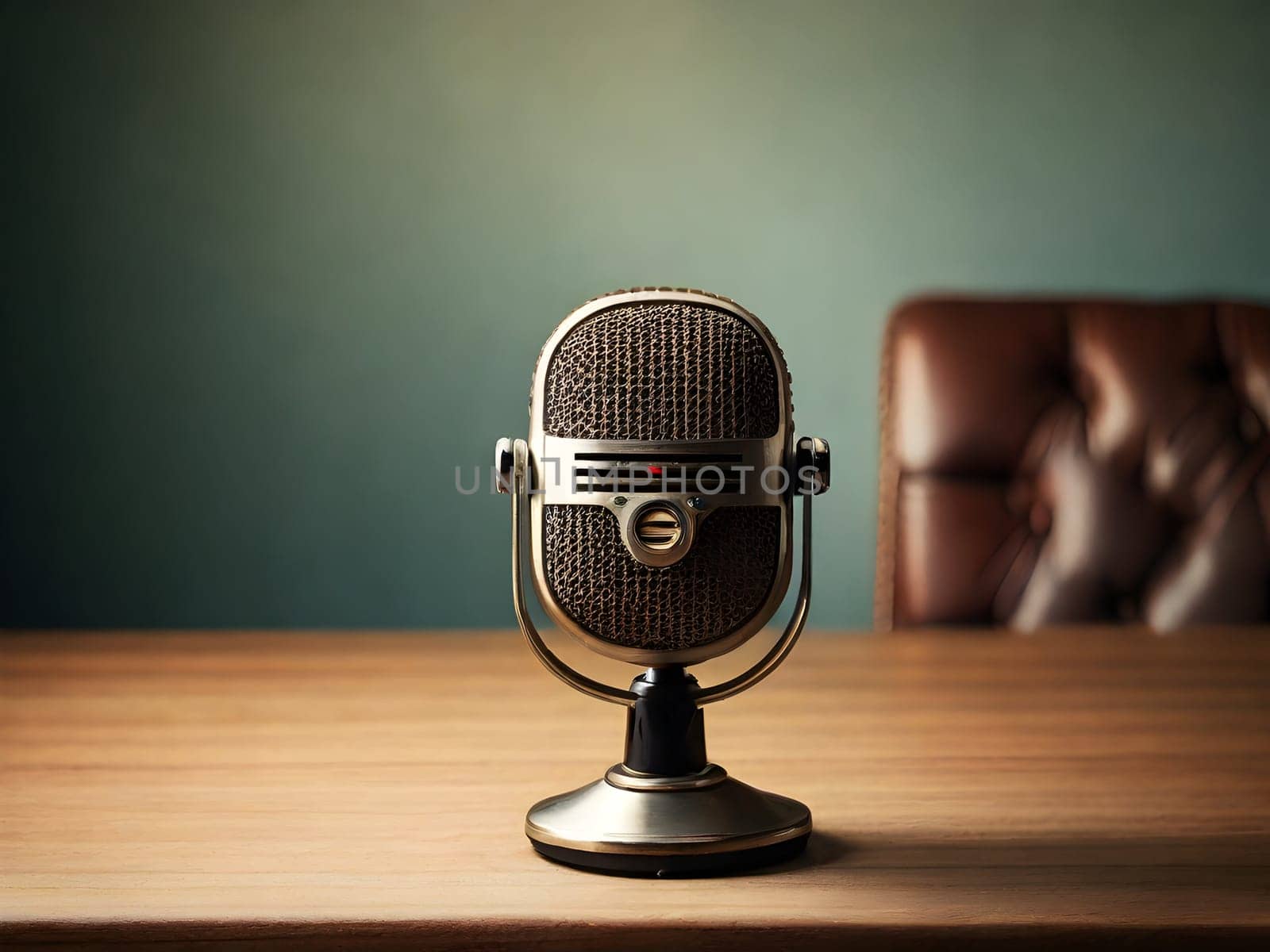 Old vintage microphone on table