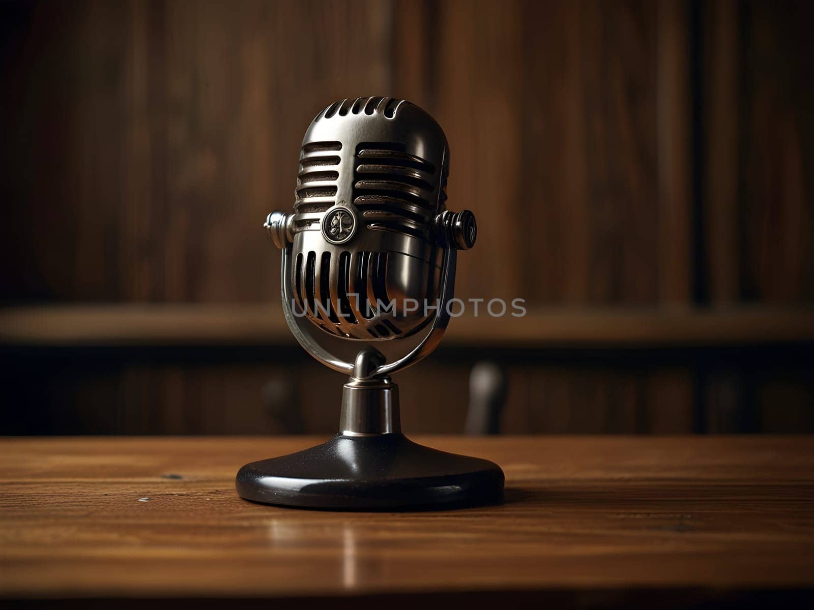 Old vintage microphone on table