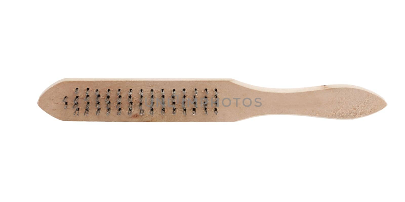 A wire brush wood front view