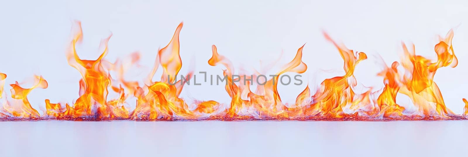Fire on white background. Yellow and orange flame.