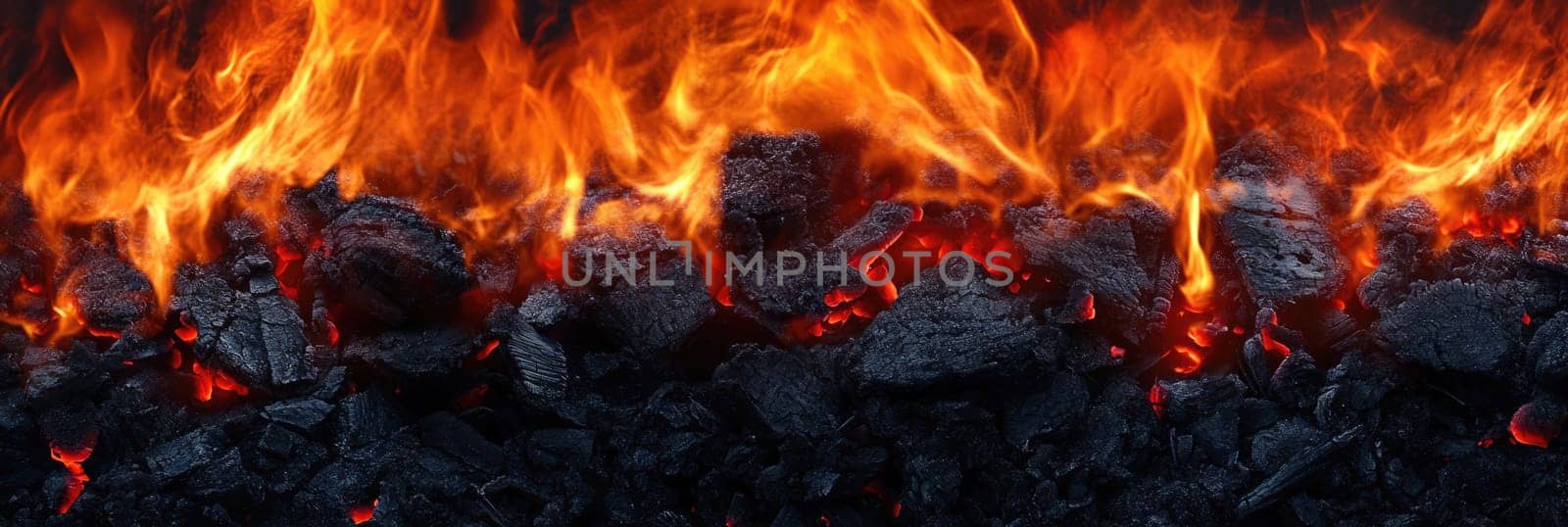 Wood burning in the fireplace. Fire with yellow and orange flame, fiery background.