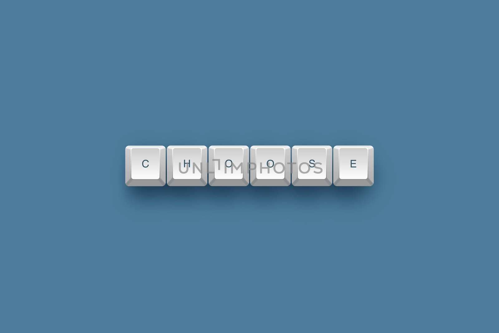 Choose text on a 3d keyboard button with shadow, 3d Illustration