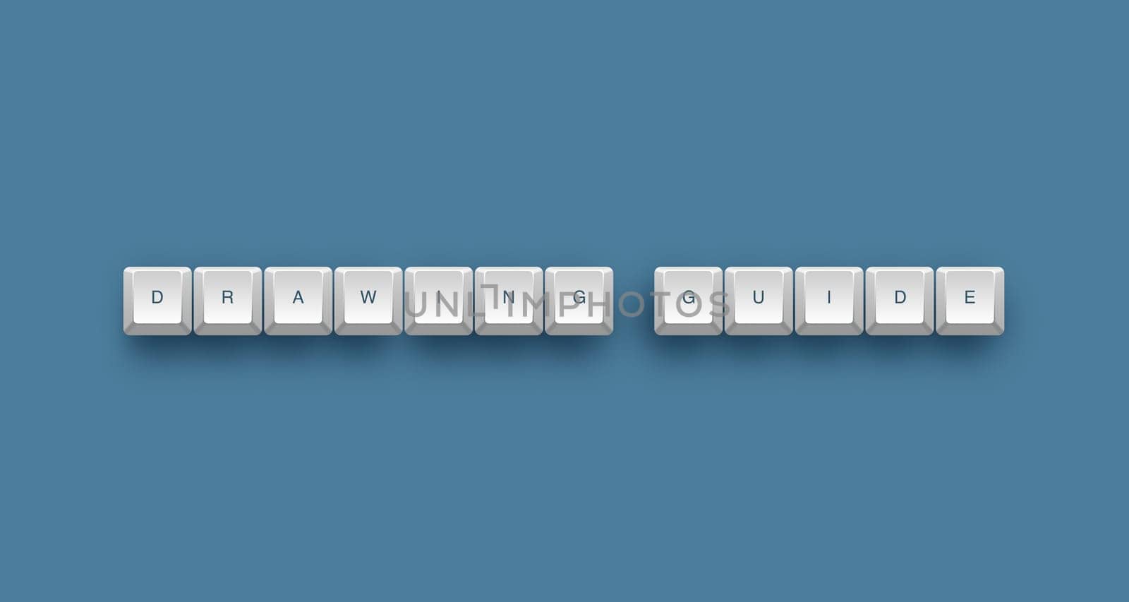 Drawing guide text on a 3d keyboard button with shadow, 3d illustration
