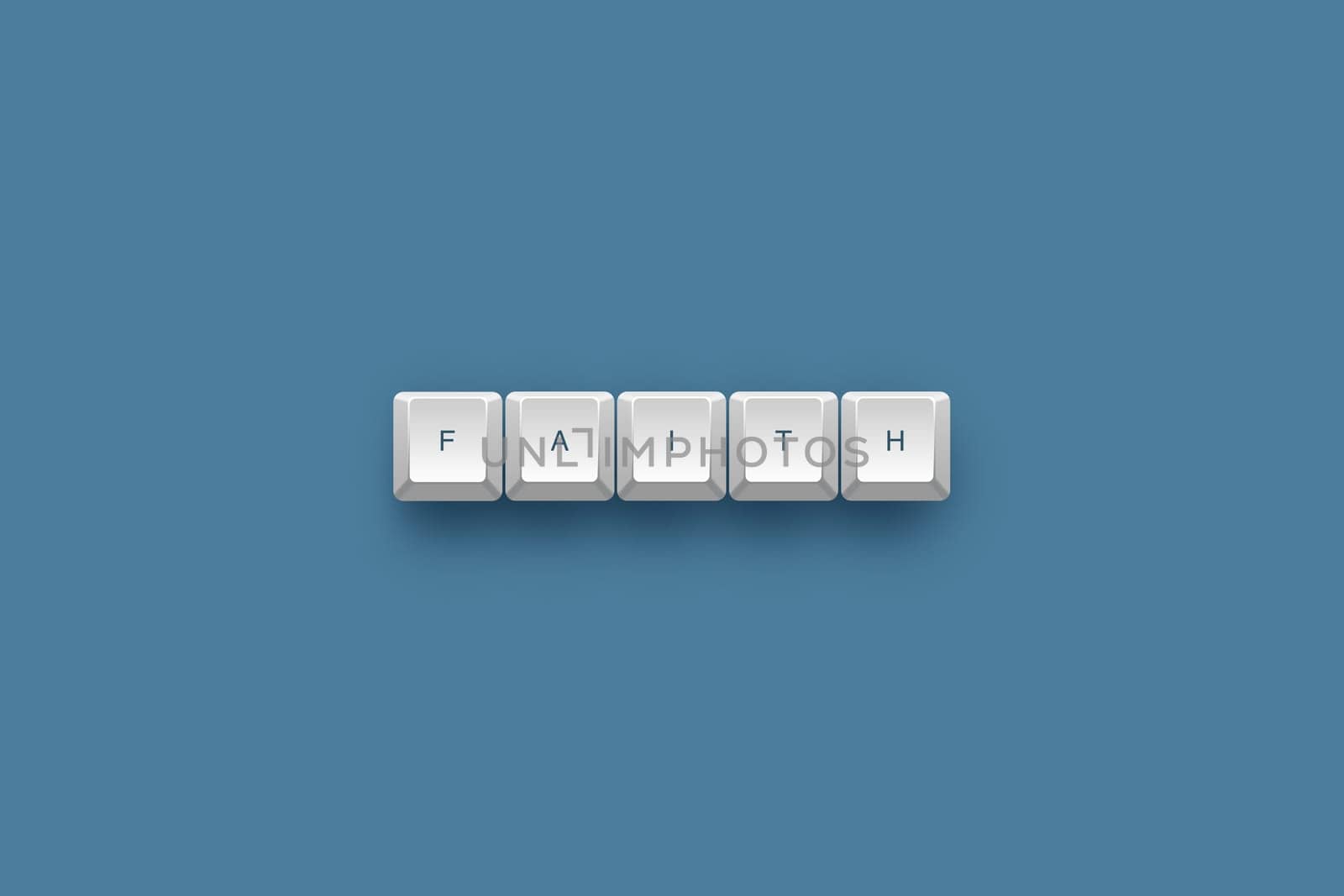 Faith text on a 3d keyboard button with shadow, 3d Illustration
