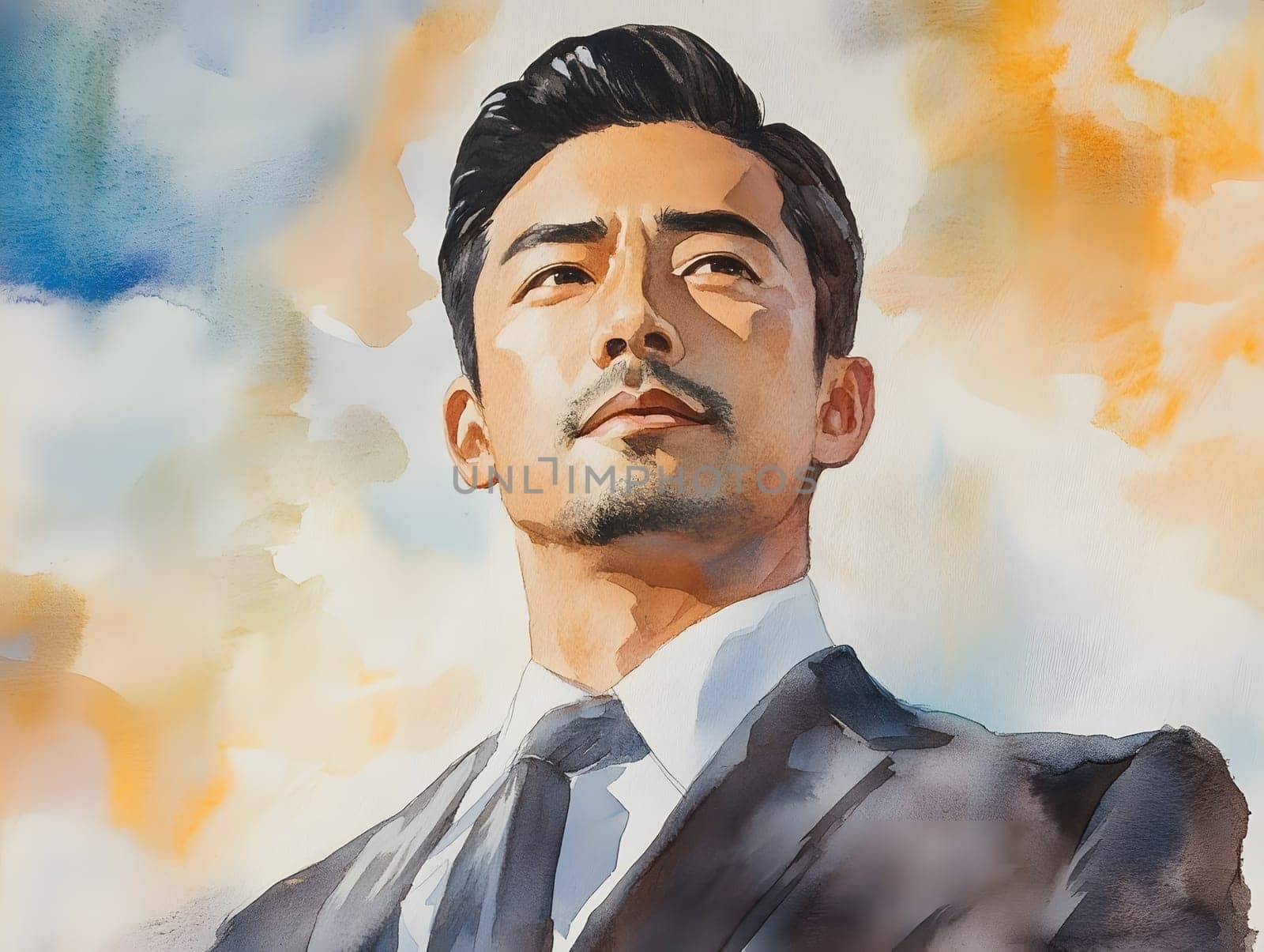Watercolor Male Men Asian Businessmen Business Attire