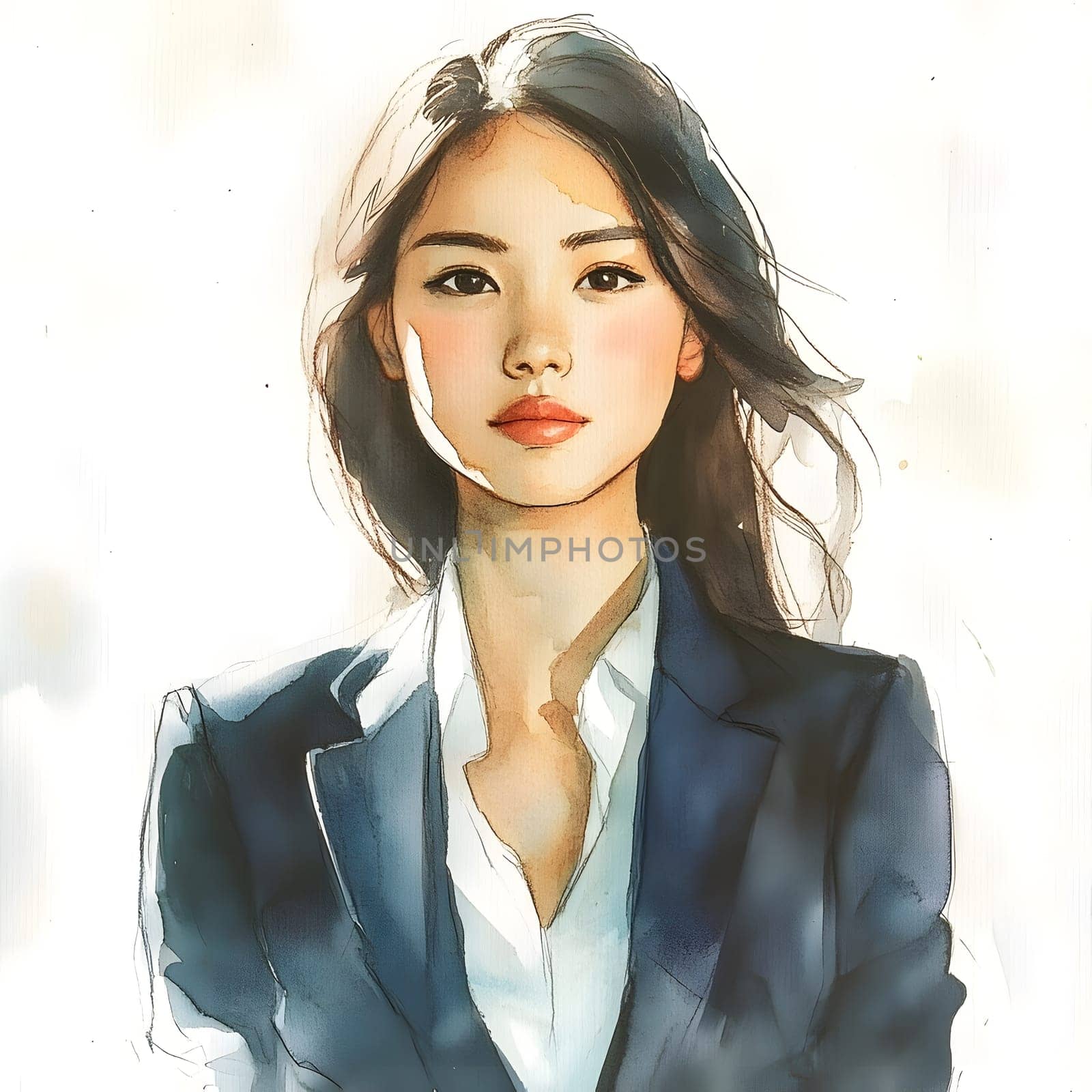Watercolor Female Woman Asian Businesswoman Business Attire