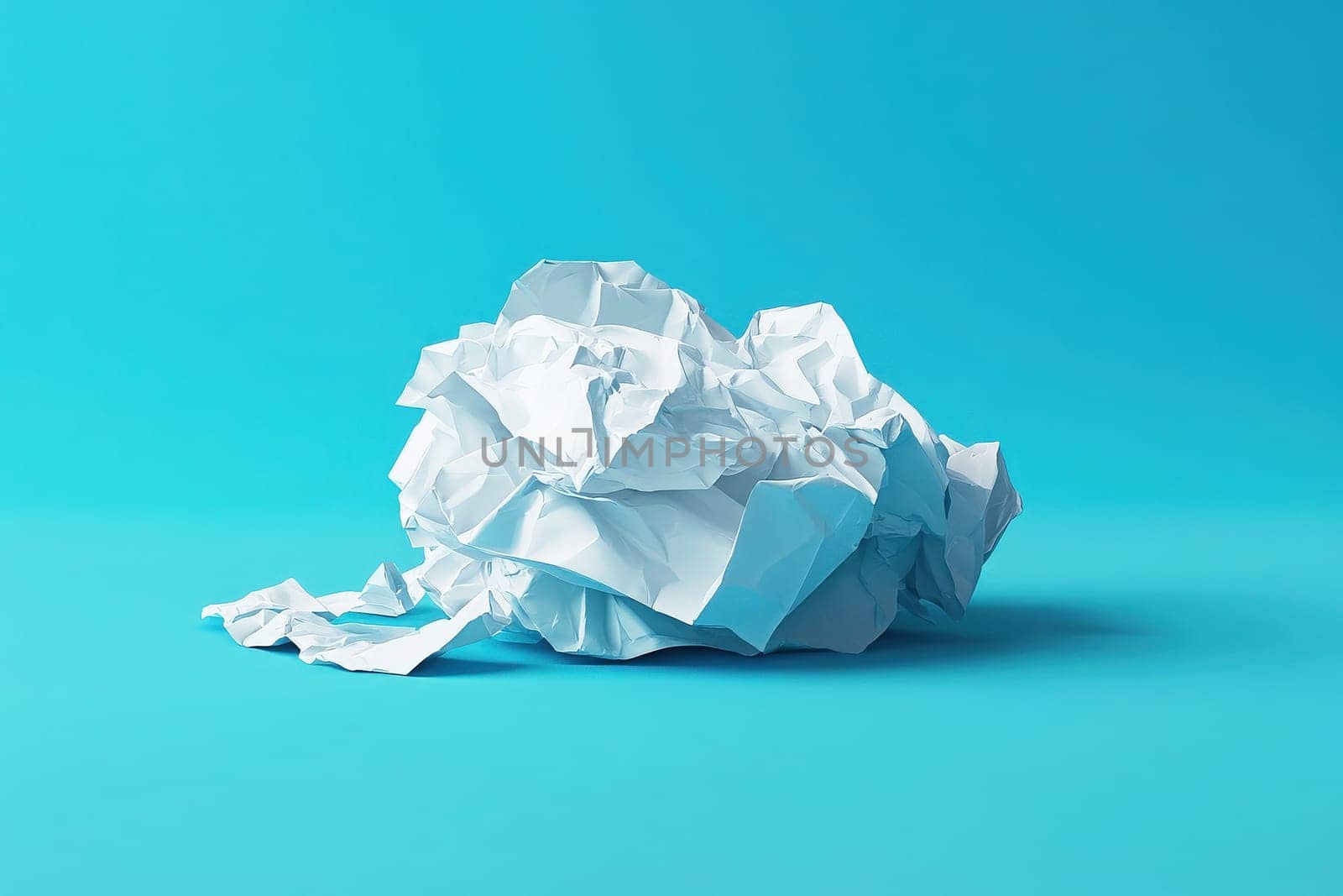 A crumpled piece of paper representing a loan offer sits on a bright blue surface, emphasizing its minimalist design. The vibrant background enhances the financial theme of the offer.